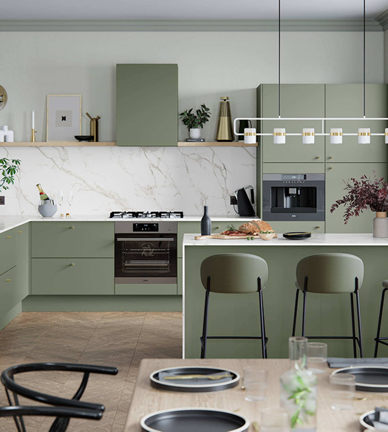 Soho from Magnet. Bold slab doors style this premium contemporary kitchen design available in 20 colours.