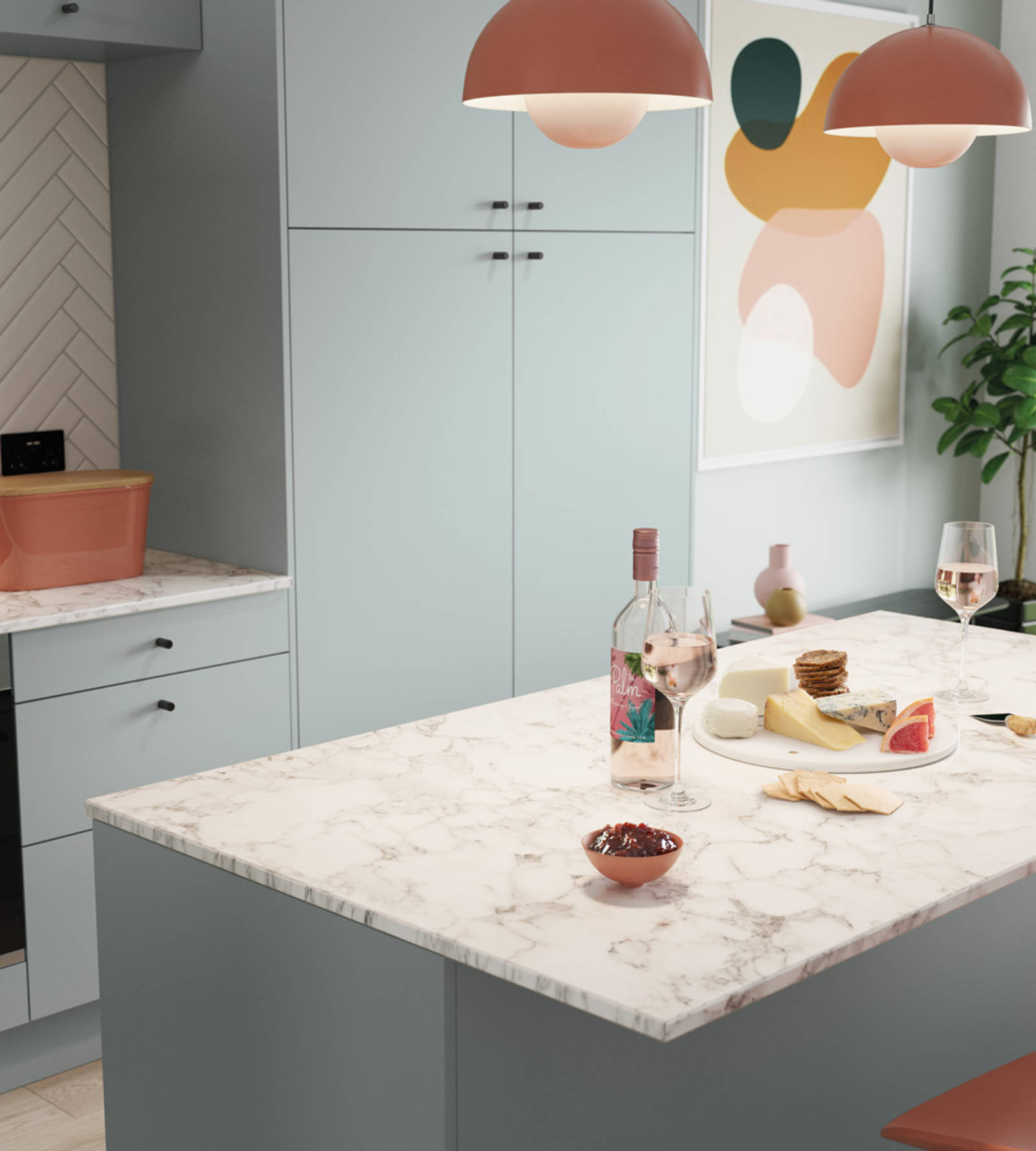 Nova by Magnet. Affordable slab door kitchen available in matt and super glass. 6 colours to chose from.