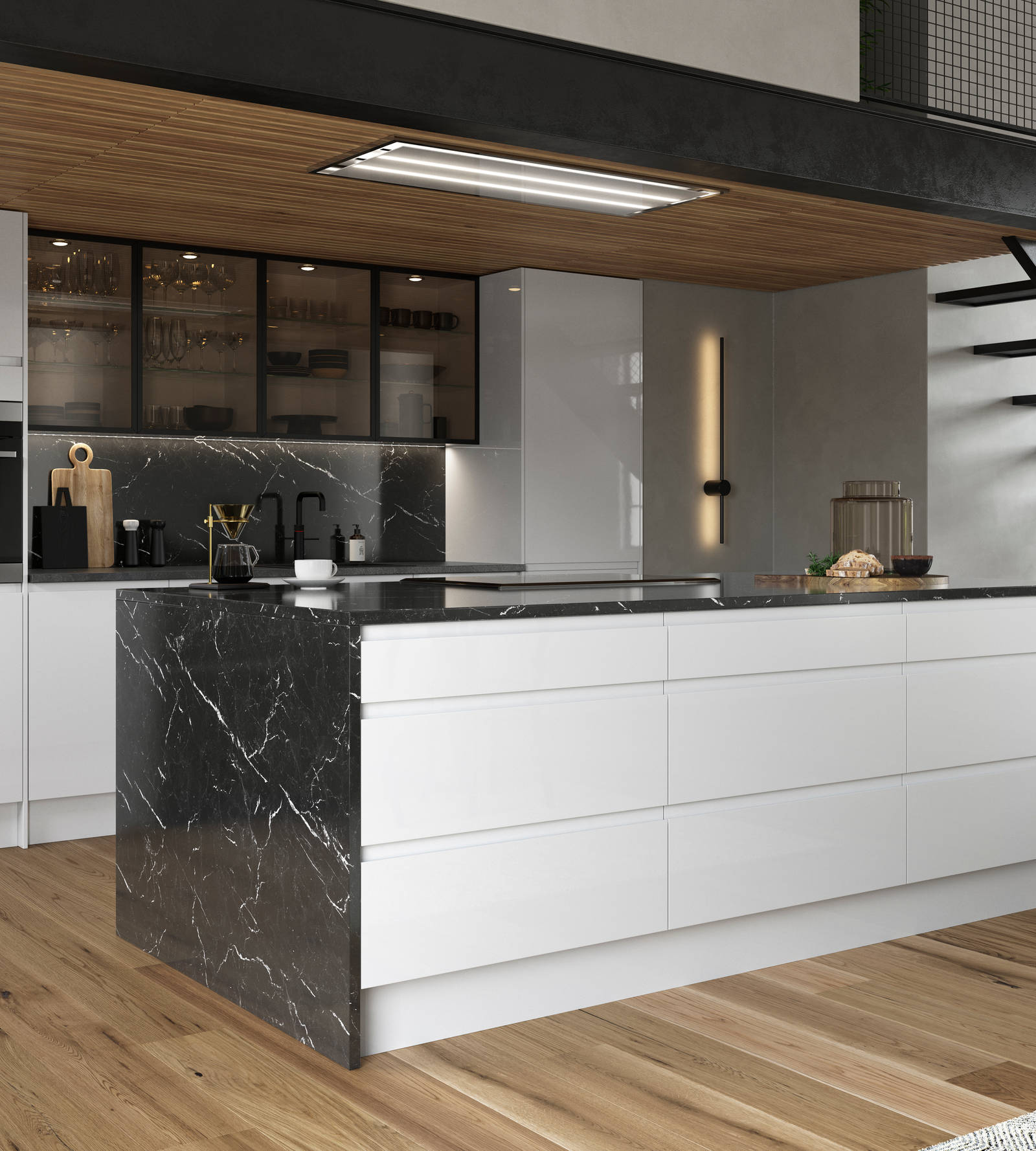 Luna Kitchen from Magnet. An affordable handless look with integrated J Pull doors for a stylish and modern look.
