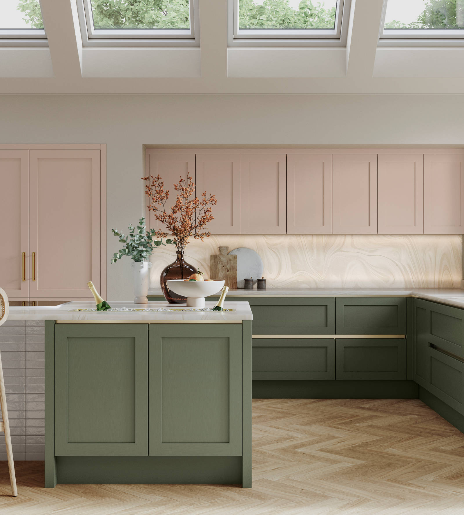 Integra Wardley has a narrow framing and integrated handles, on a painted timber finish, bringing this classic kitchen style up to date – for an elegant, contemporary Shaker kitchen.