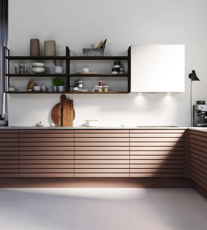 Kjøkkenmodellen Eikeli representerer en lun og nordisk eiketrend. Med sine malte lamellfronter i heltre eik, byr modellen på referanser til både kulinarisk bistro og urbane kafémiljøer.  Eikeli fåes kun som underskap.