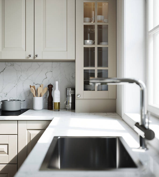 Lindö Sand - bänkstående vitrin från Marbodal