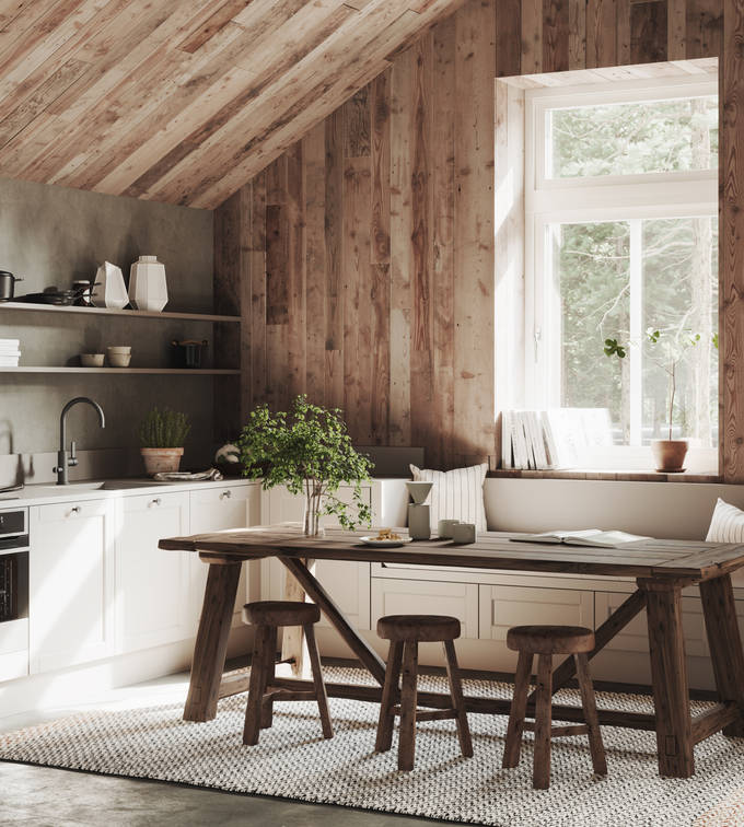 Rustikk og landlig kjøkkenmodell i heltre eik. Front med enkel ramme og slett fylling gjør at du kan variere uttrykket på kjøkkenet fra det helt moderne til det rustikke landlige preget alt etter hvilket tilbehør du velger.