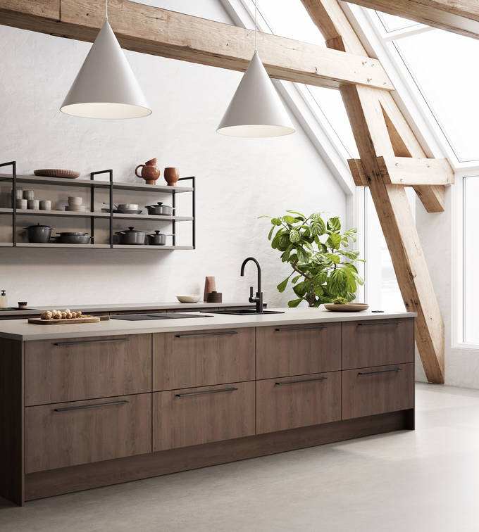 Kök Malevik brun med stor köksö -  Marbodal