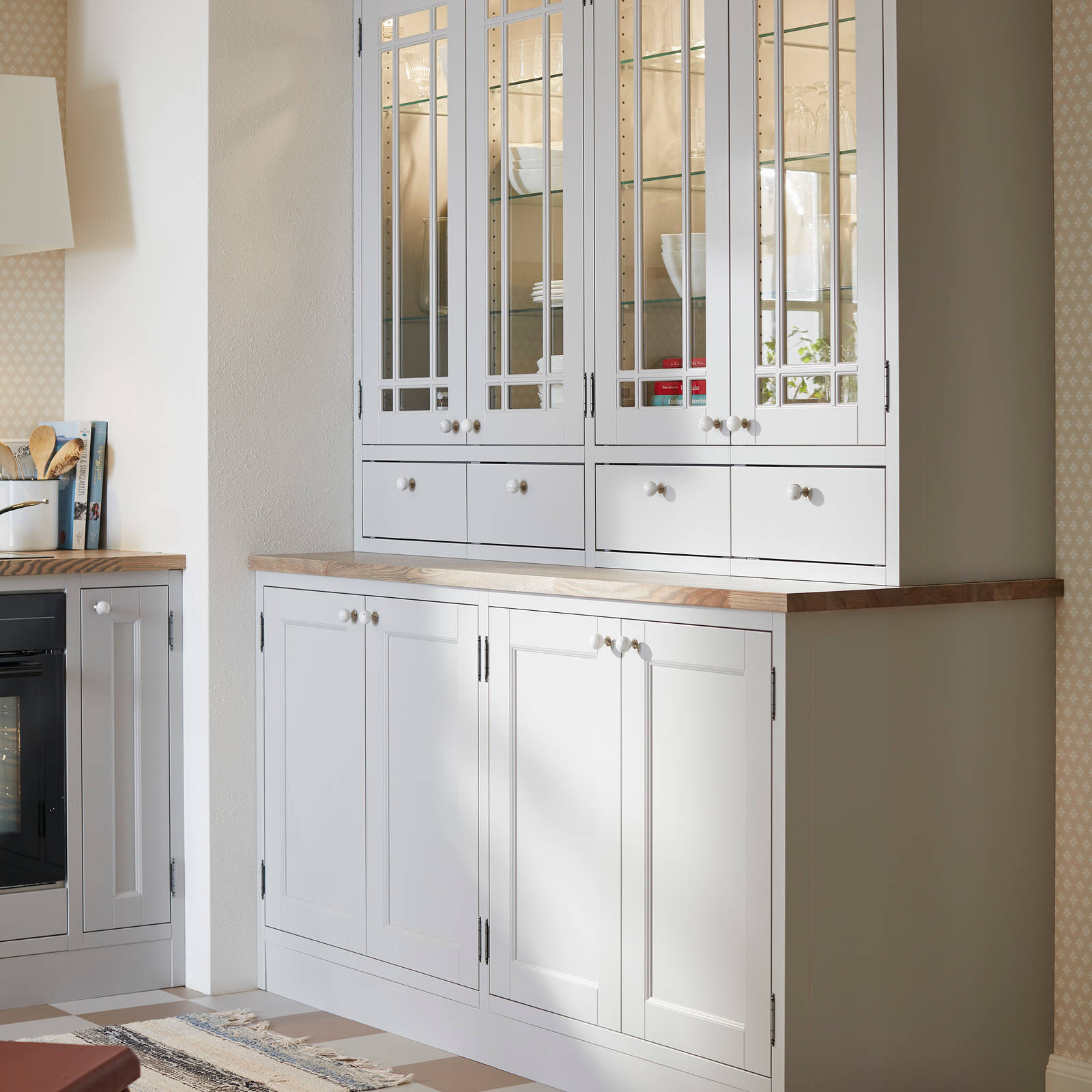 Marbodal - bänkstående vitrin - Fagerö Moln - kökslucka ljusgrått