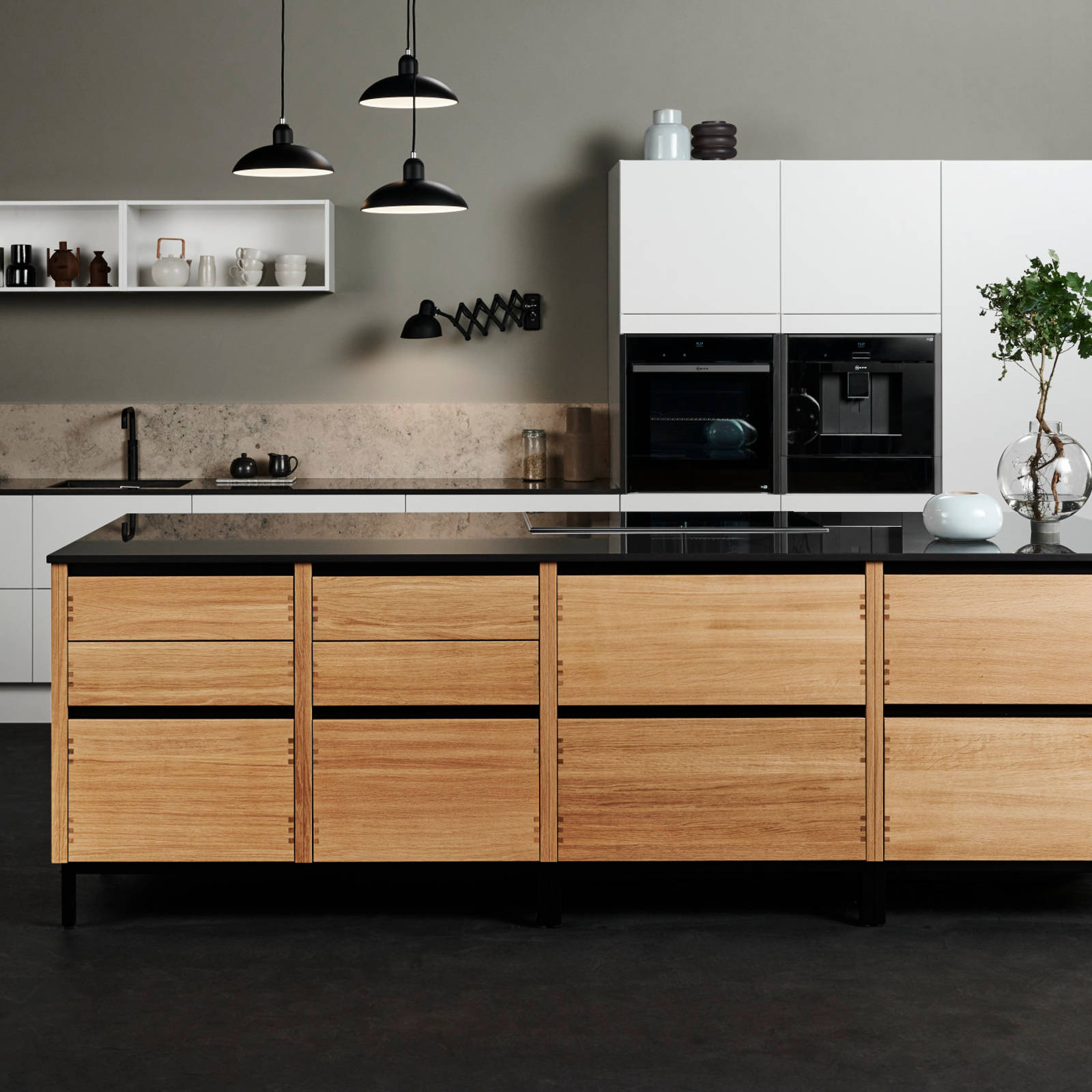 Glød køkkenø fingertappet massiv træ