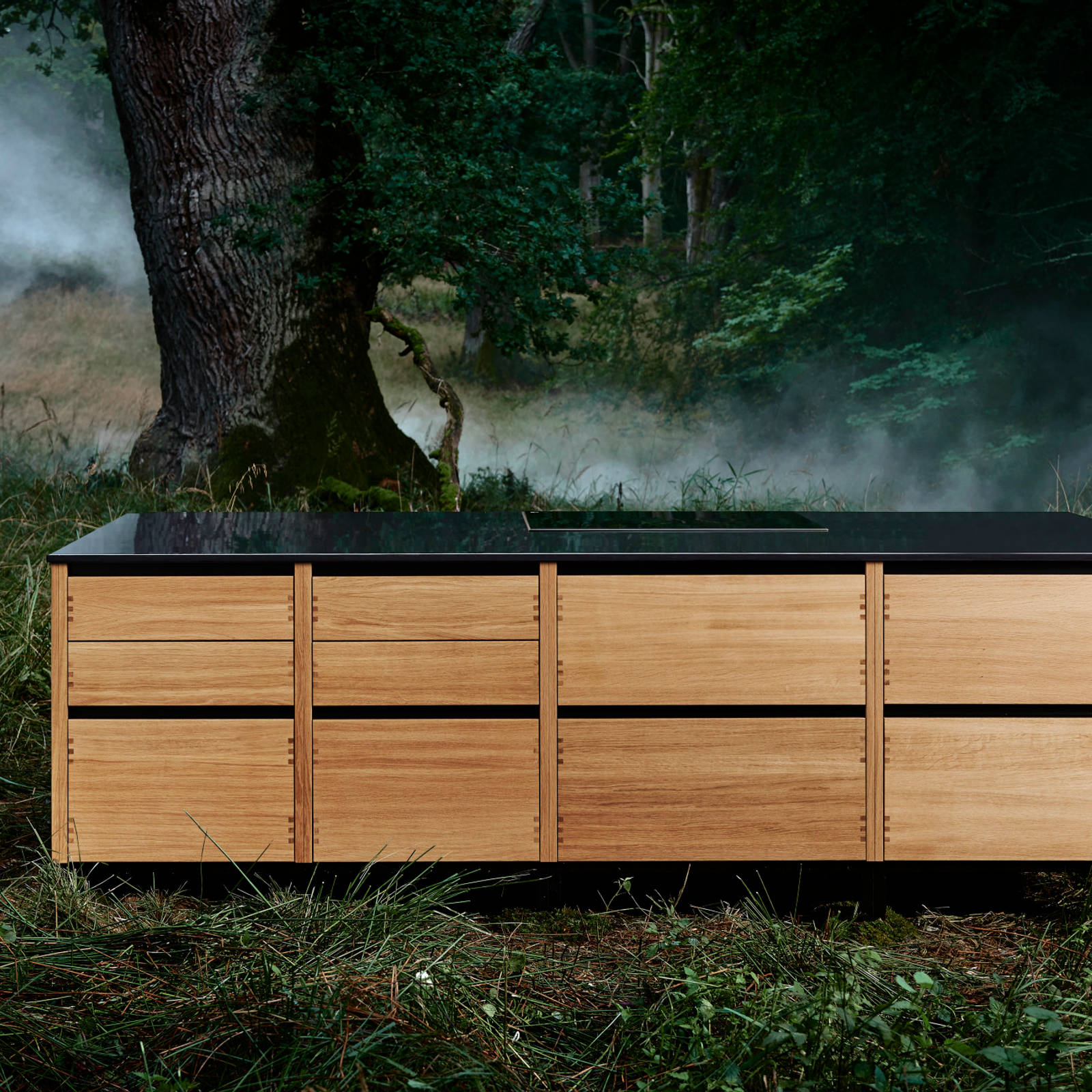 Glød køkken massiv egetræ