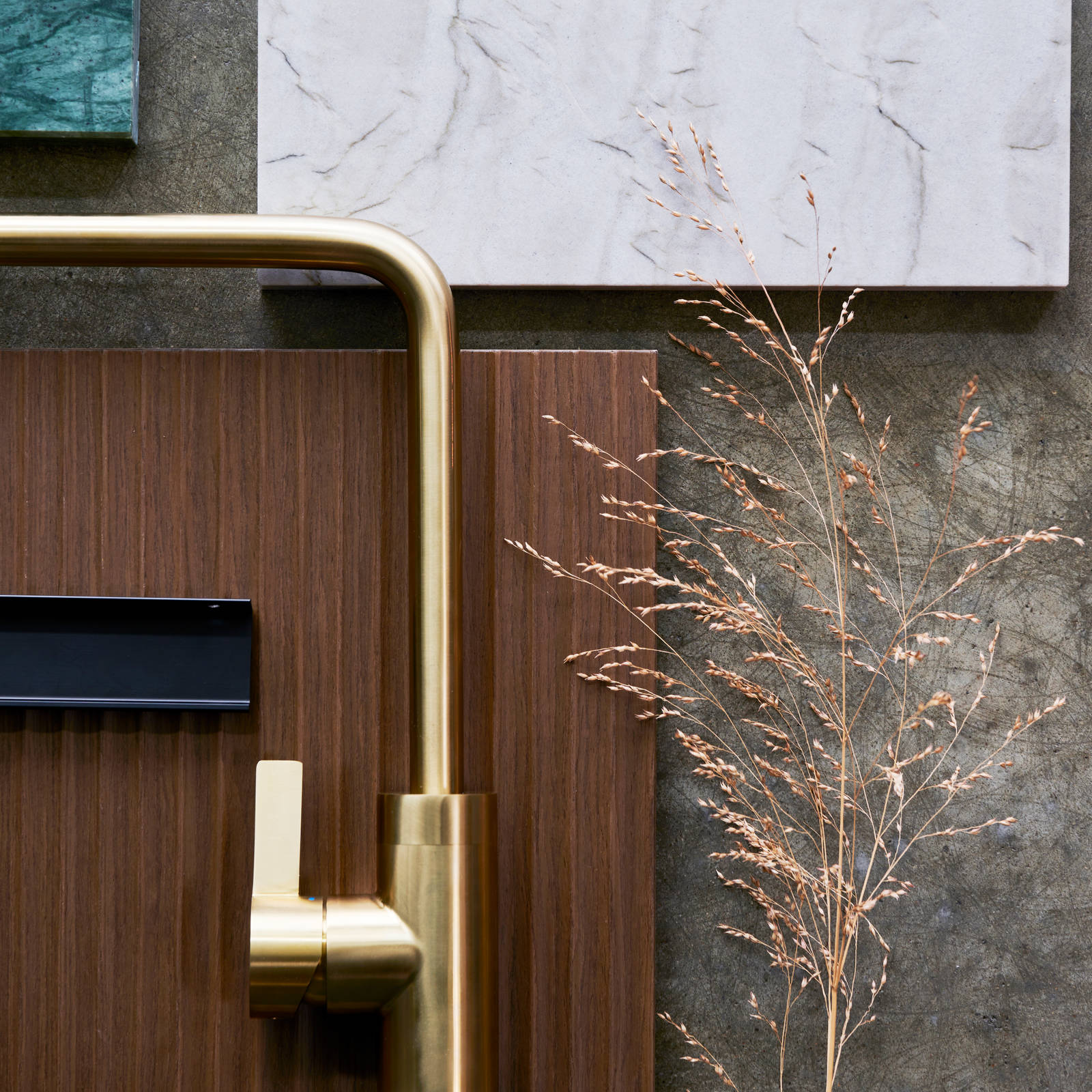 Moodboard køkken finer riflet front