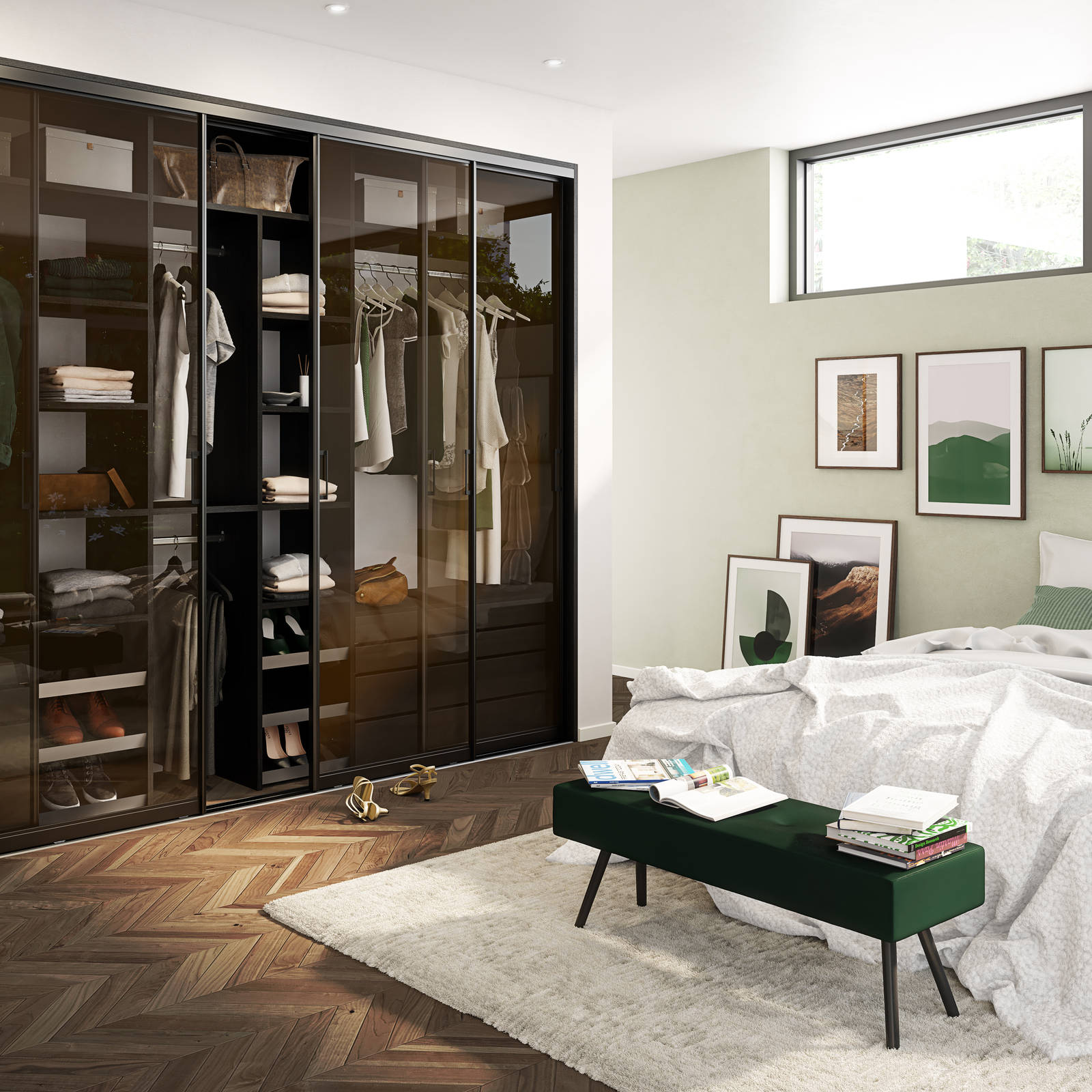 Garderobeskab med skydelåger