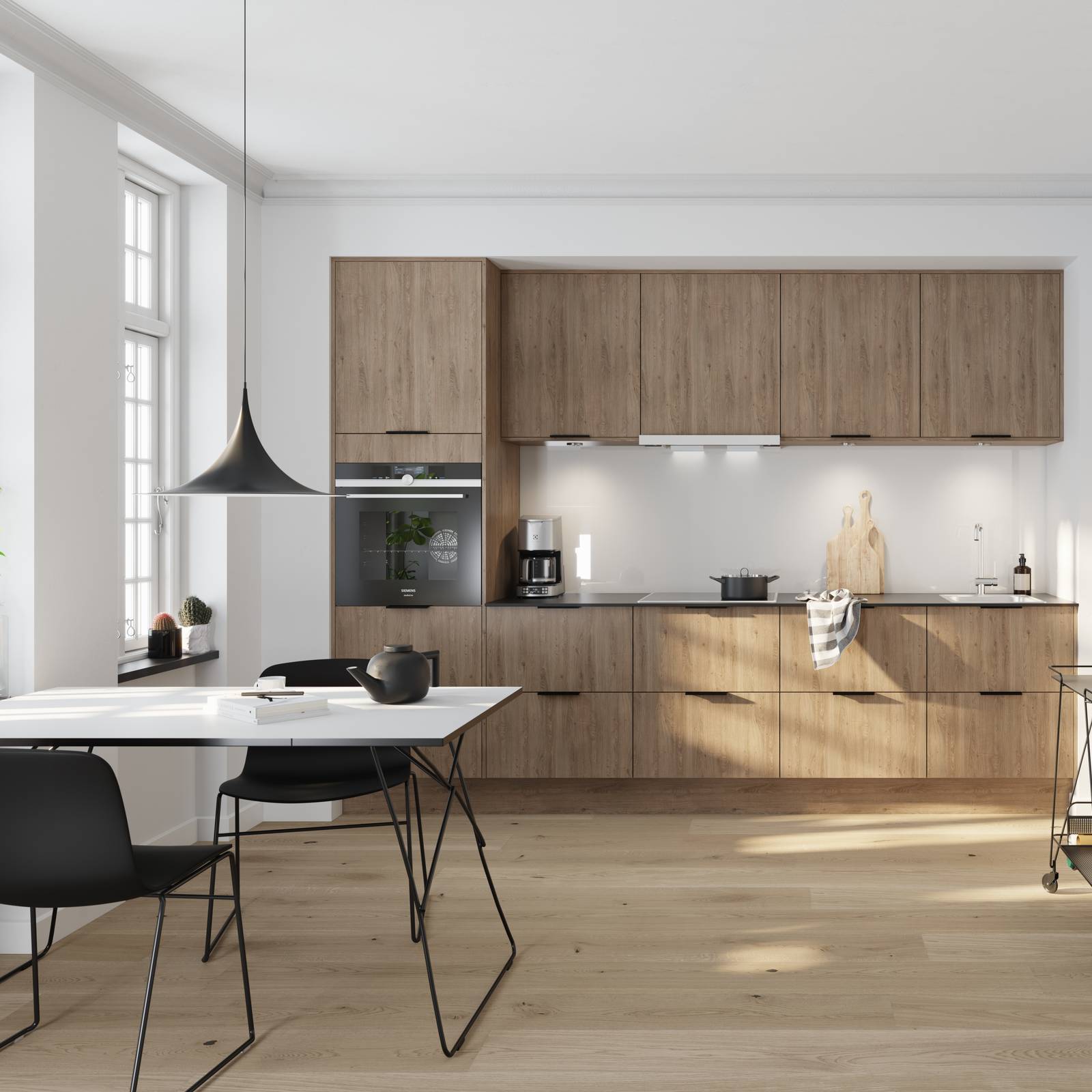 Norema Kvadrat trøffelgrå eik moderne kjøkken eikestruktur