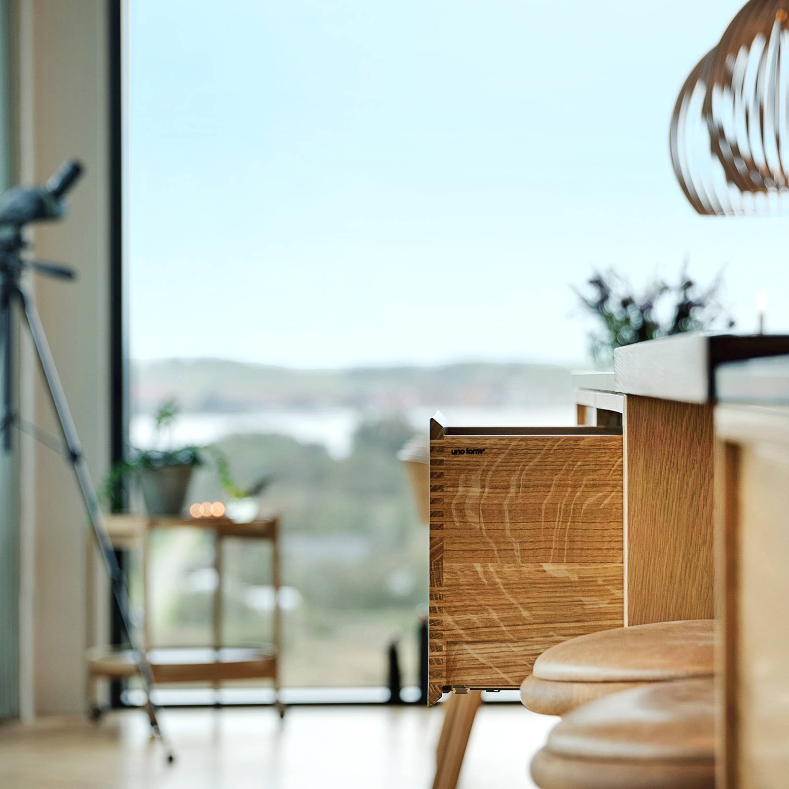 Drawer in solid oak with finger joints