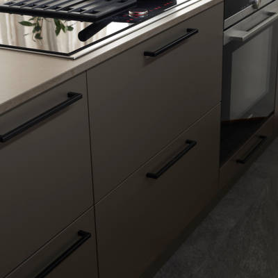 Line er en stilren kjøkkenmodell med et stort designregister. De slette MDF-frontene kan males i alle Sigdals standardfarger, eller valgfri NCS-farge mot et pristillegg.