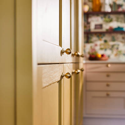 Close-up view of Ludlow Harvest pantry doors