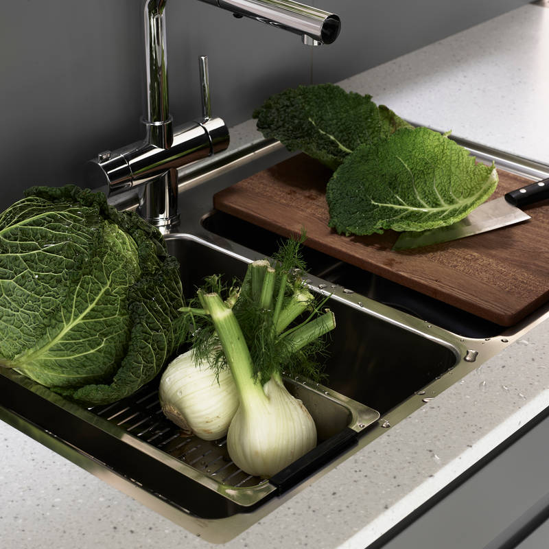 Marbodal - bänkskiva Corestone Etna ljus, diskho Intra, blandare Grohe Minta