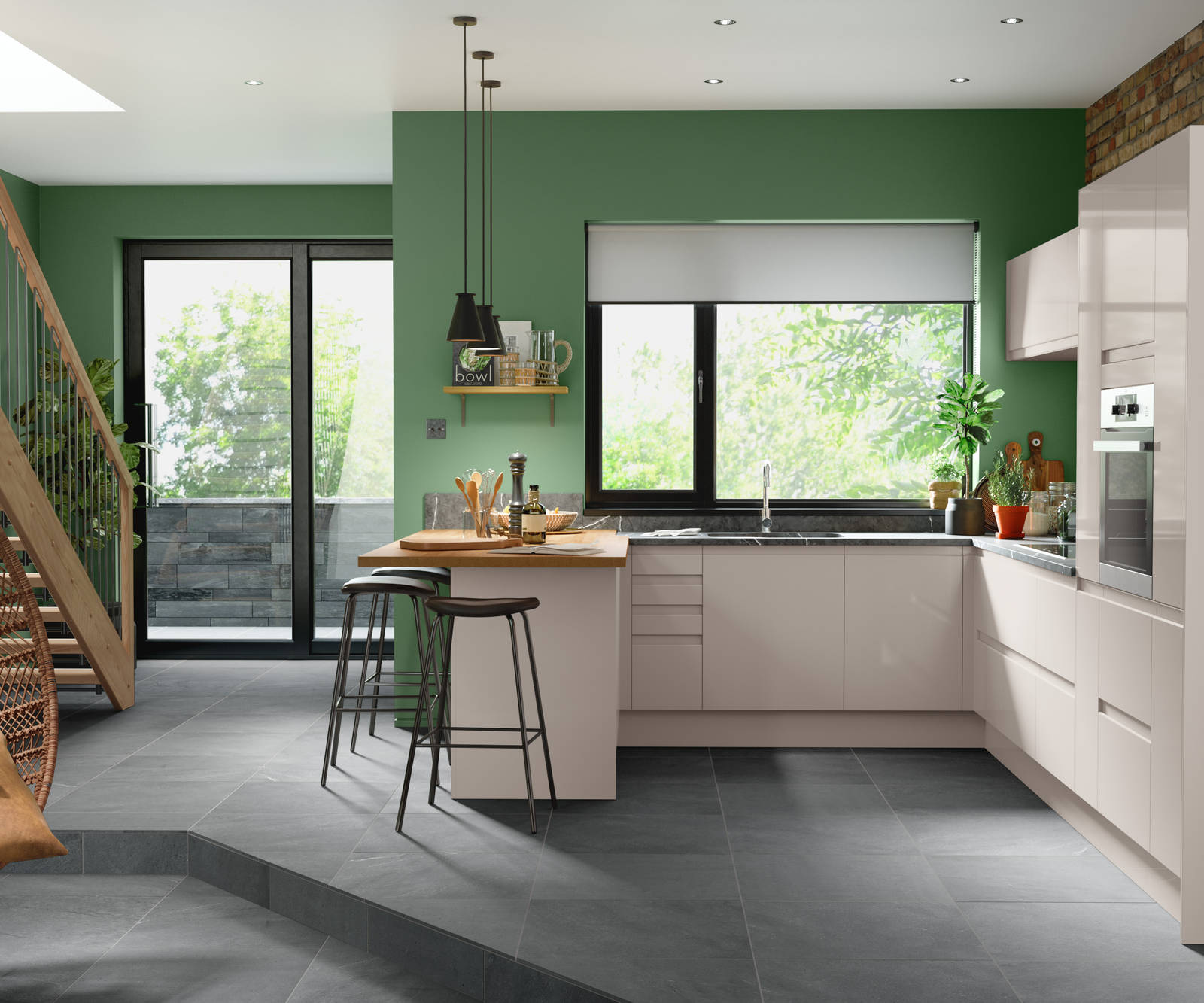 Luna Kitchen from Magnet. An affordable handless look with integrated J Pull doors for a stylish and modern look.