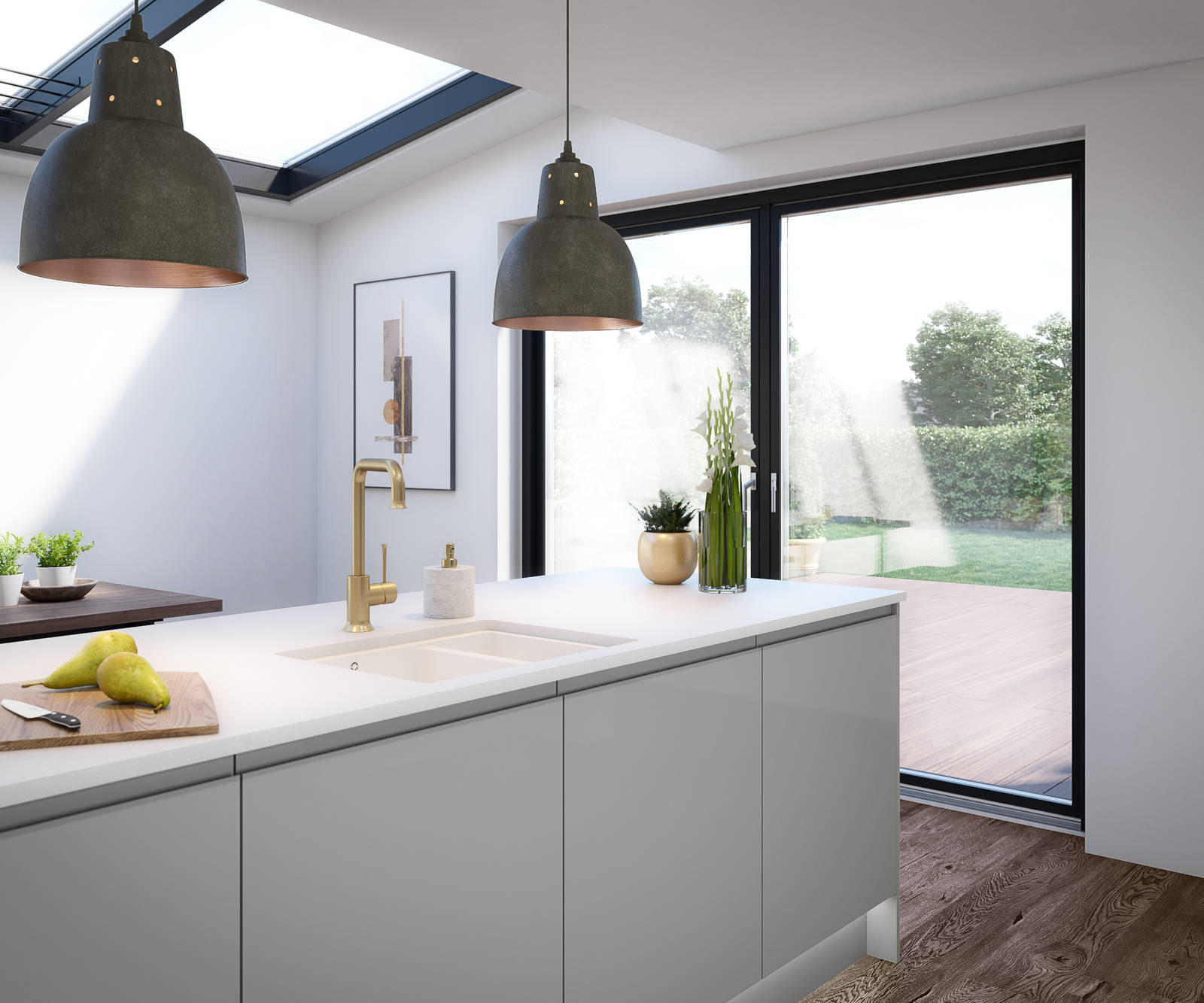 Luna Kitchen from Magnet. An affordable handless look with integrated J Pull doors for a stylish and modern look.