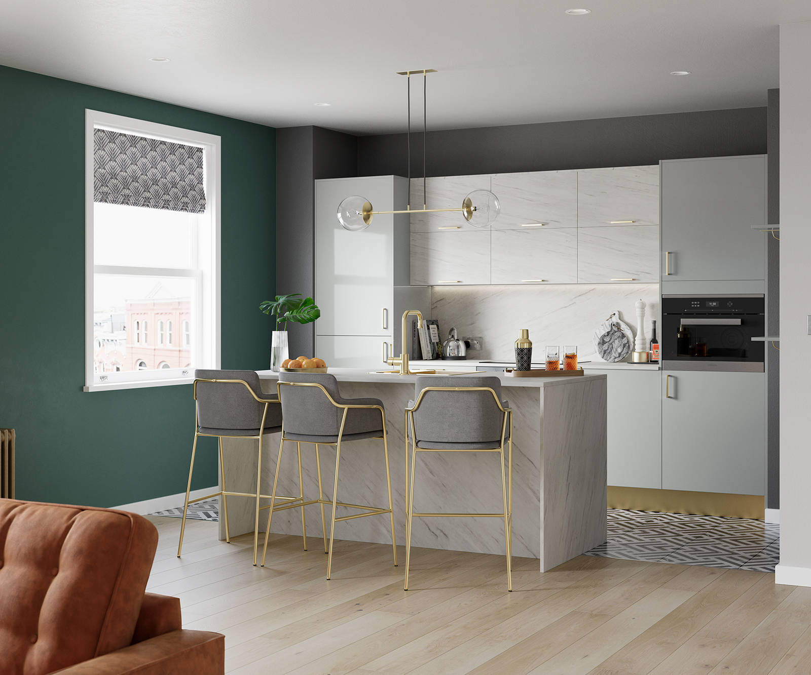 Nova by Magnet. Affordable slab door kitchen available in matt and super glass. 6 colours to choose from.