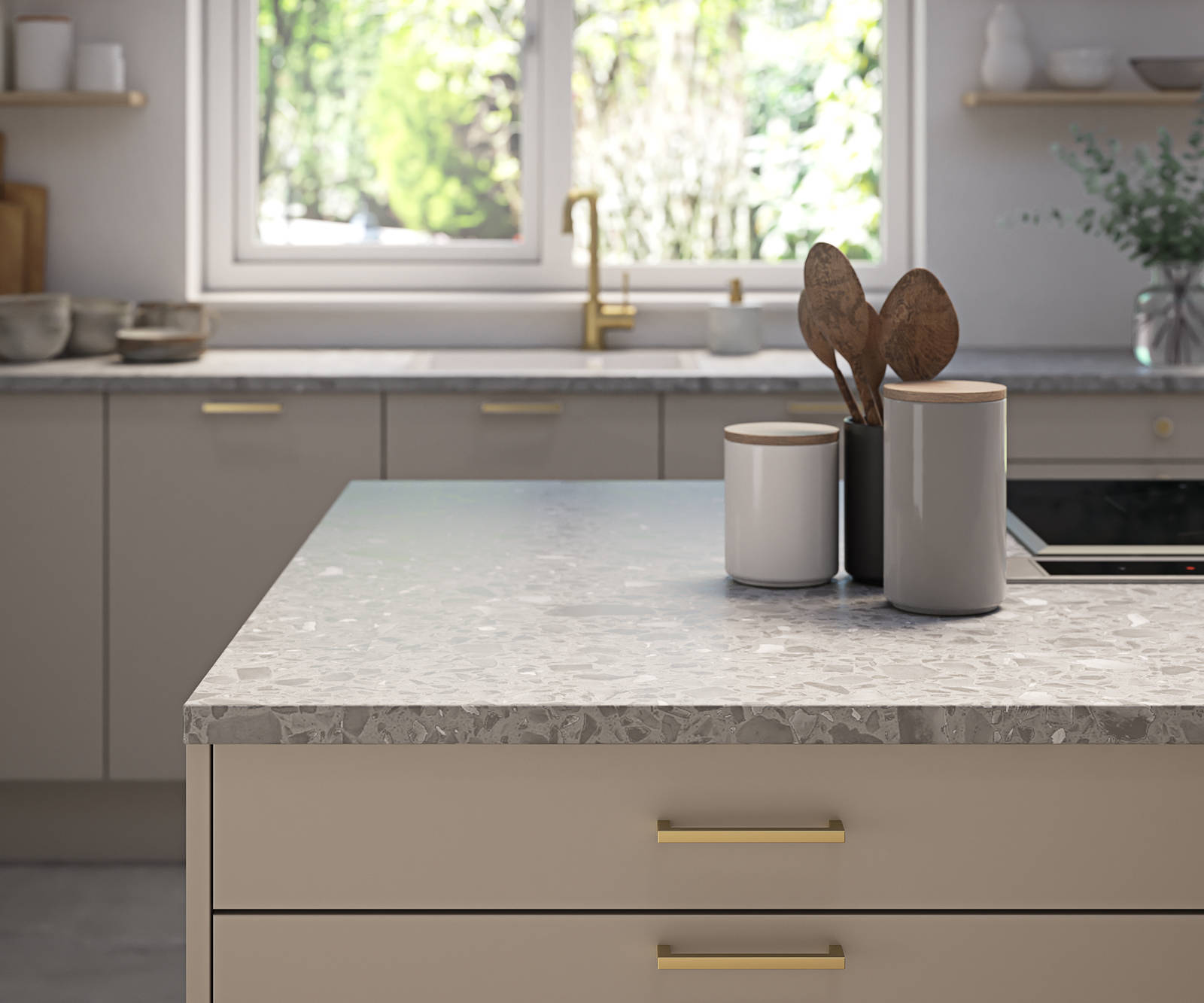 Soho from Magnet. Bold slab doors style this premium contemporary kitchen design available in 20 colours.