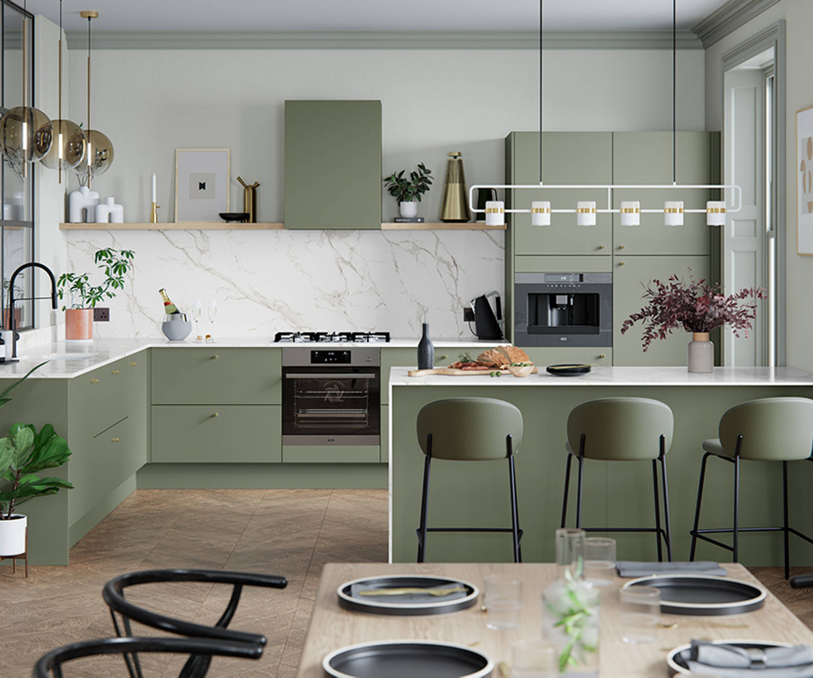 Soho from Magnet. Bold slab doors style this premium contemporary kitchen design available in 20 colours.