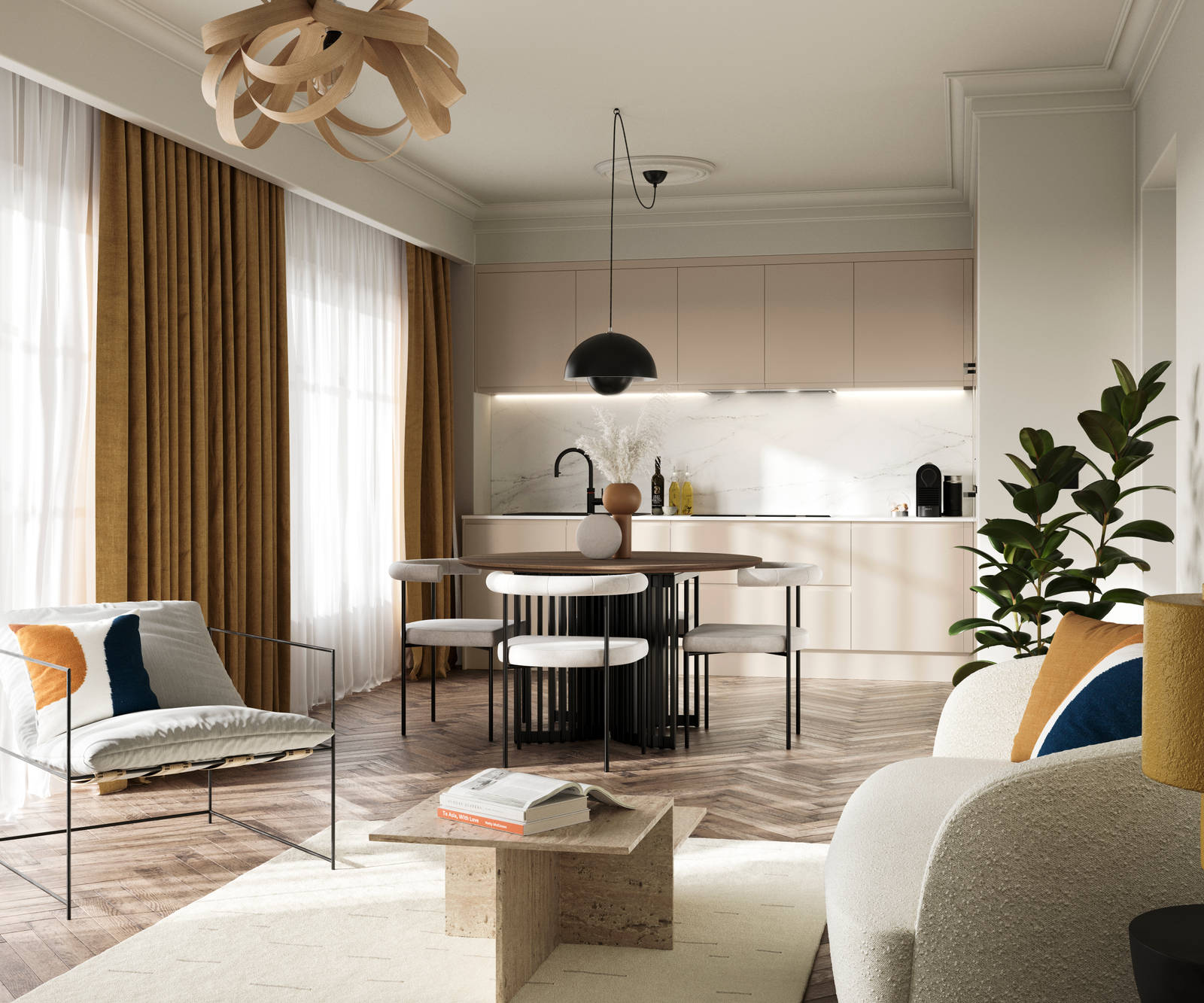 Luna in the shade Pebble is the ideal base for a minimalist kitchen design with its integrated handle that gives any kitchen a beautiful, sleek finish.