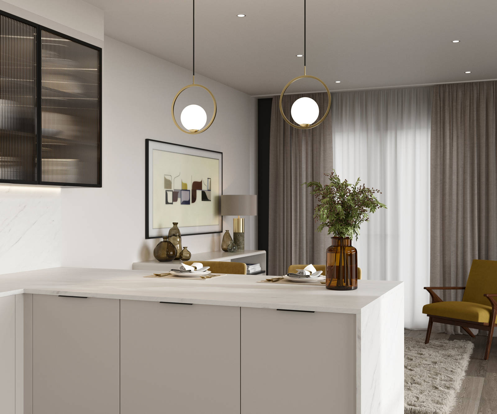 Modern kitchen design with a lightweight wood-effect finish