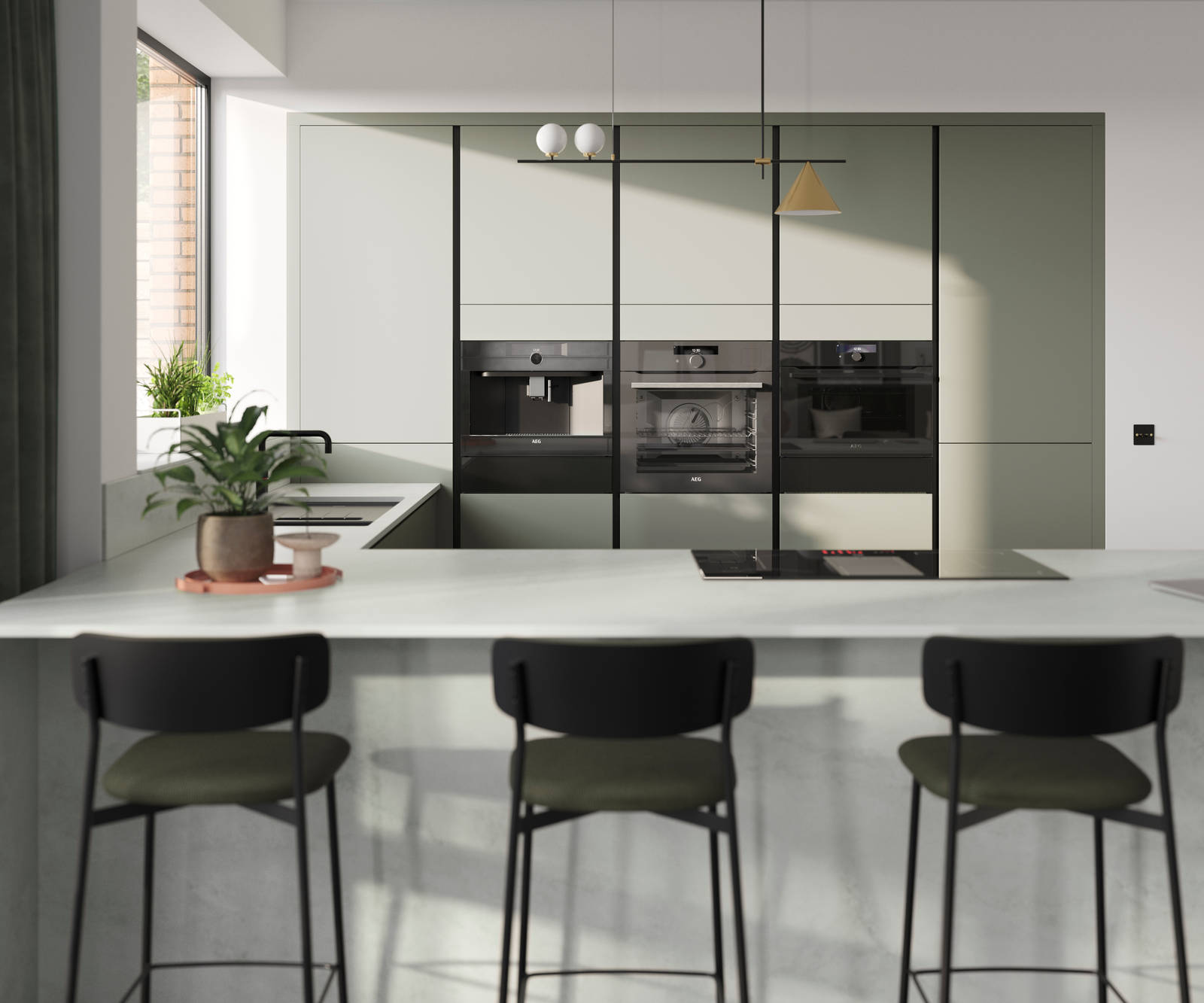 Integra Misty moors is a frameless slab door with integrated handles in a smooth paint finish.
