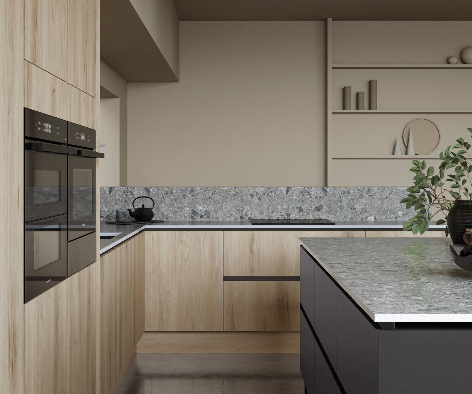 Integrated handles give Integra Portobello a sleek modern finish, perfectly offset by its organic woodgrain texture - crafted from premium Italian materials.