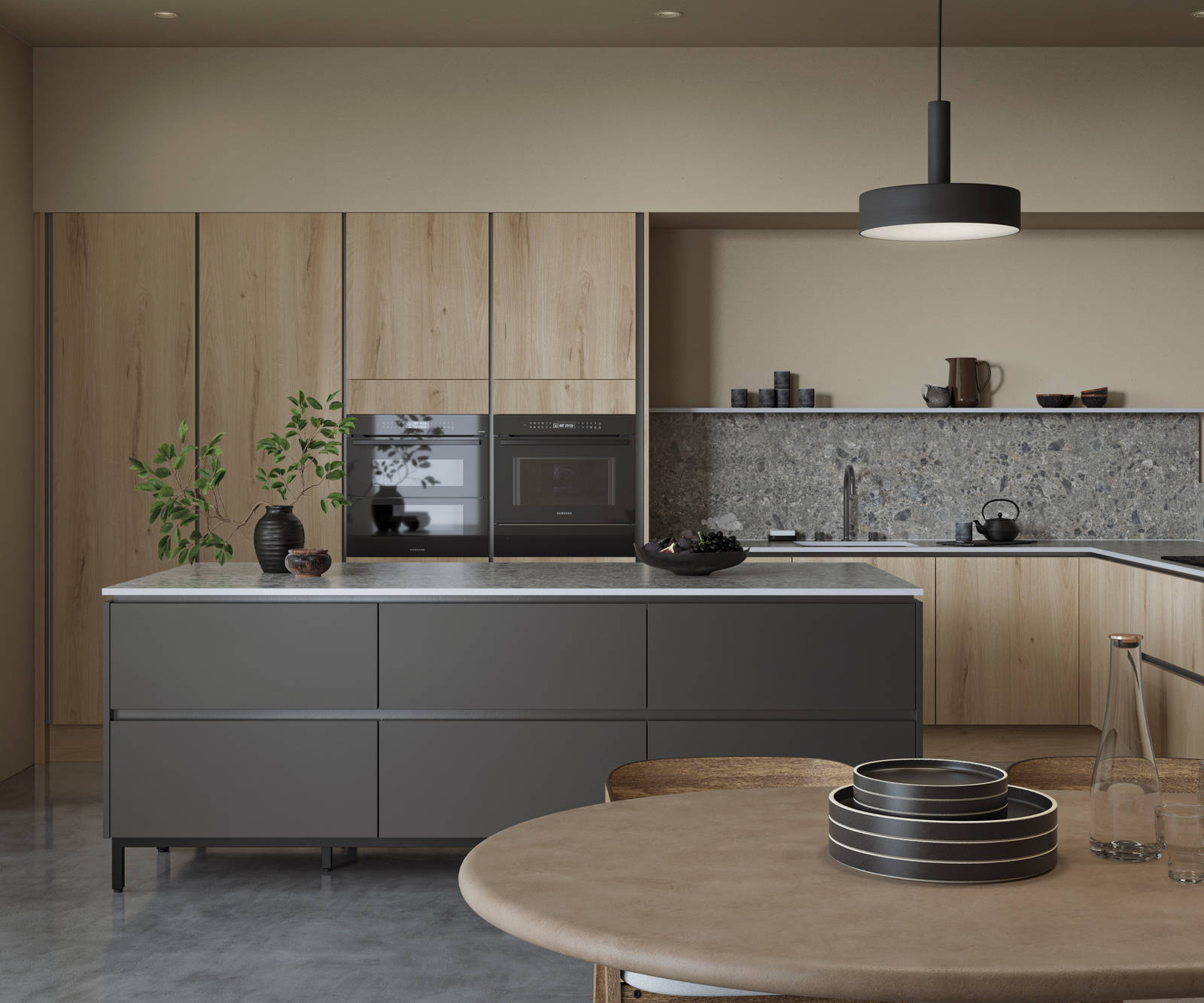 Integrated handles give Integra Portobello a sleek modern finish, perfectly offset by its organic woodgrain texture - crafted from premium Italian materials.