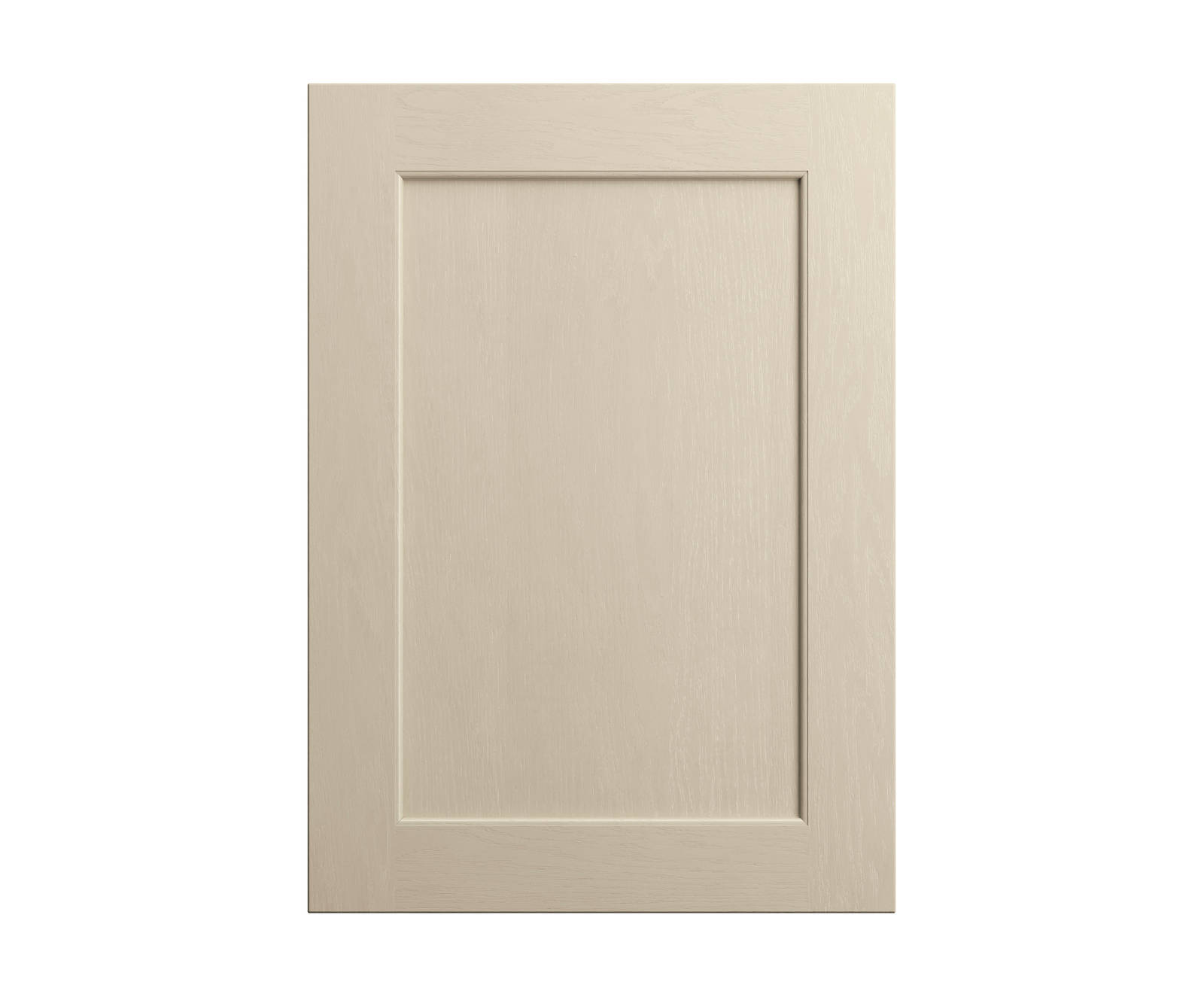Shaker-style panelled frontal with tactile woodgrain from Magnet in neutral shade Parchment
