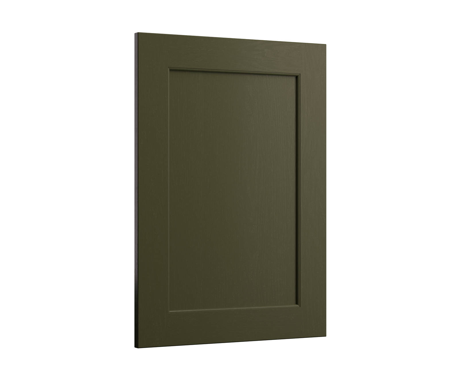 Shaker-style panelled frontal with tactile woodgrain from Magnet in green shade Tailored Green