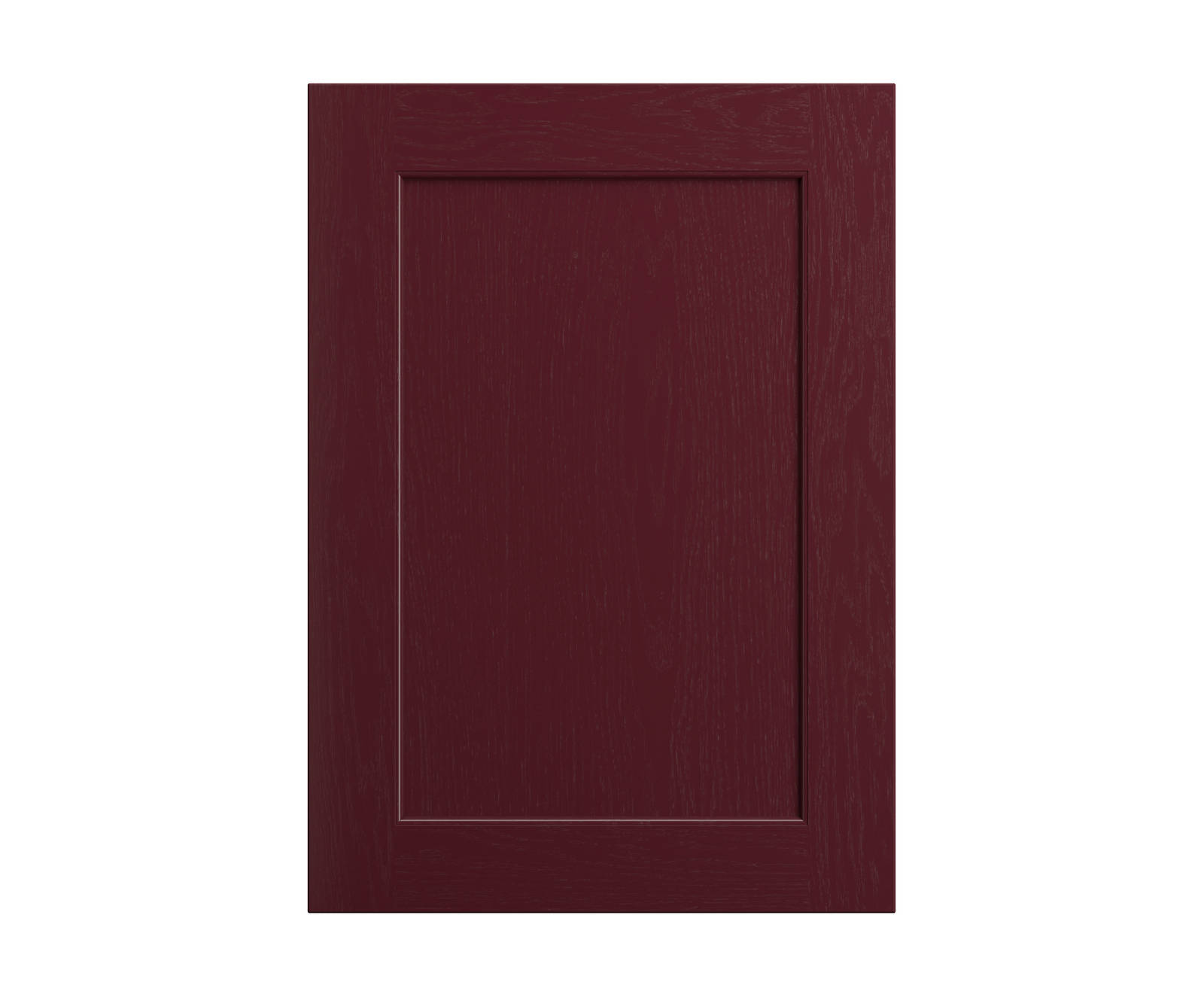 Shaker-style panelled frontal with tactile woodgrain from Magnet in red shade Morello