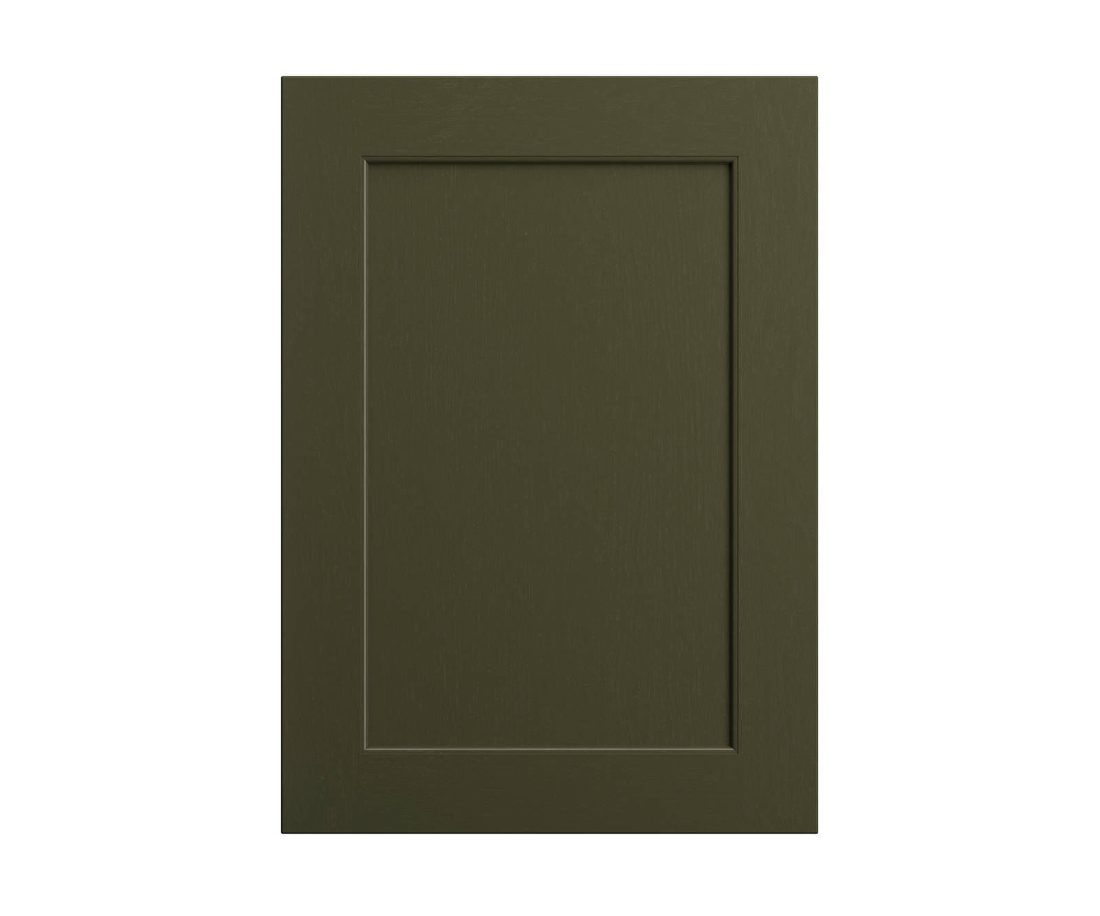 Shaker-style panelled frontal with tactile woodgrain from Magnet in green shade Tailored Green