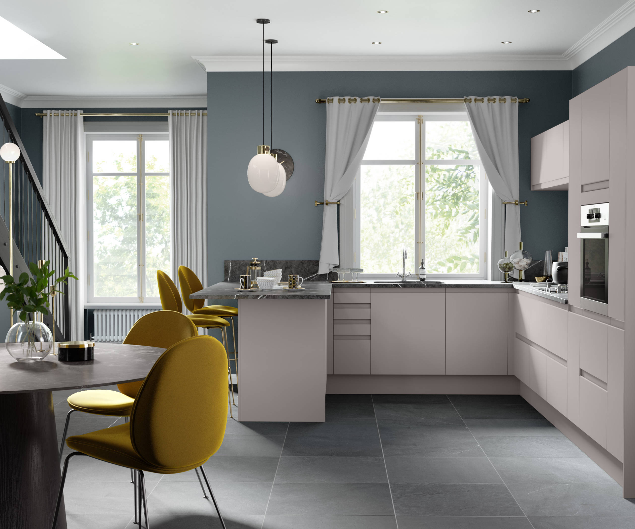Luna Kitchen from Magnet. An affordable handless look with integrated J Pull doors for a stylish and modern look.