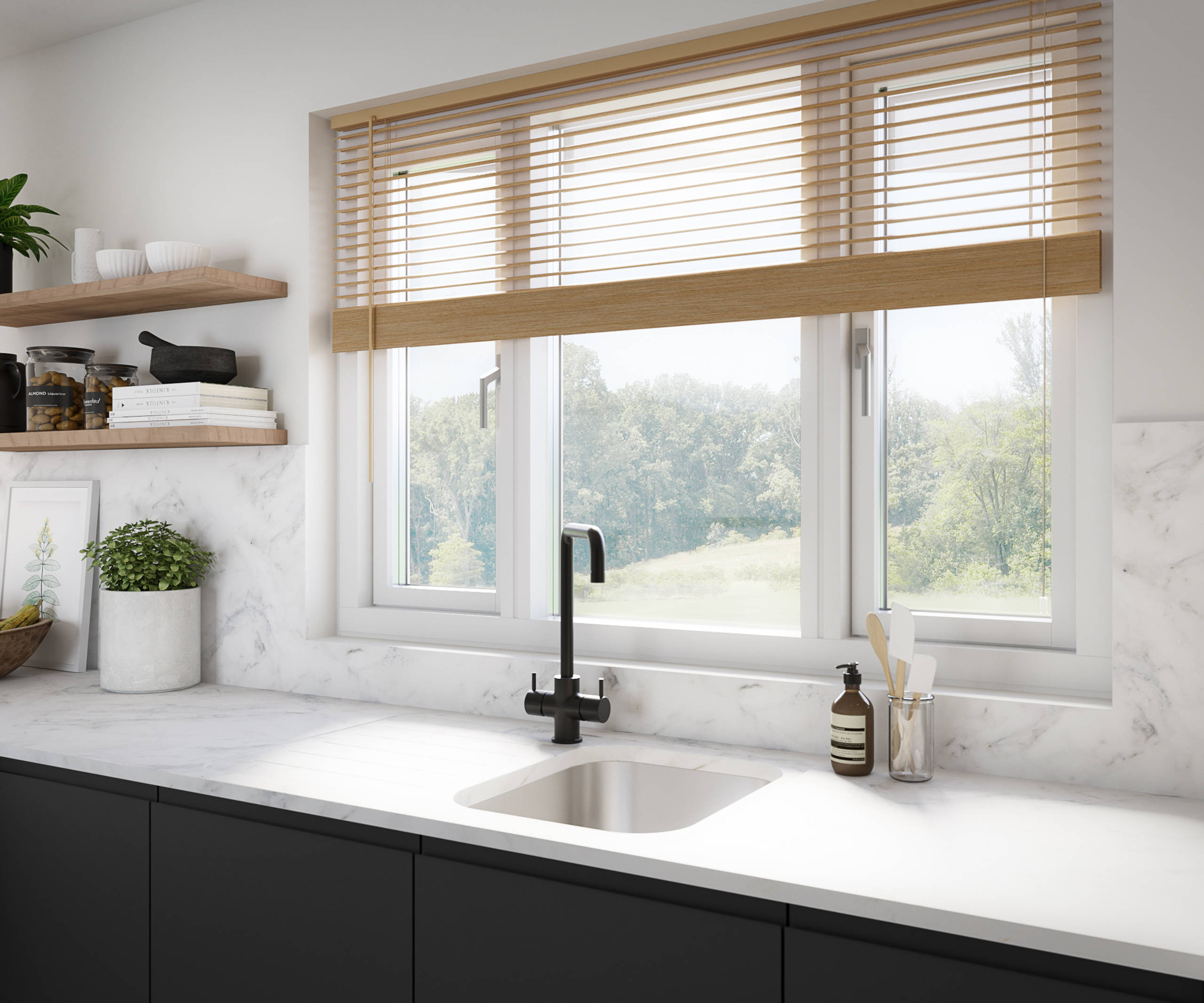 Luna Kitchen from Magnet. An affordable handless look with integrated J Pull doors for a stylish and modern look.