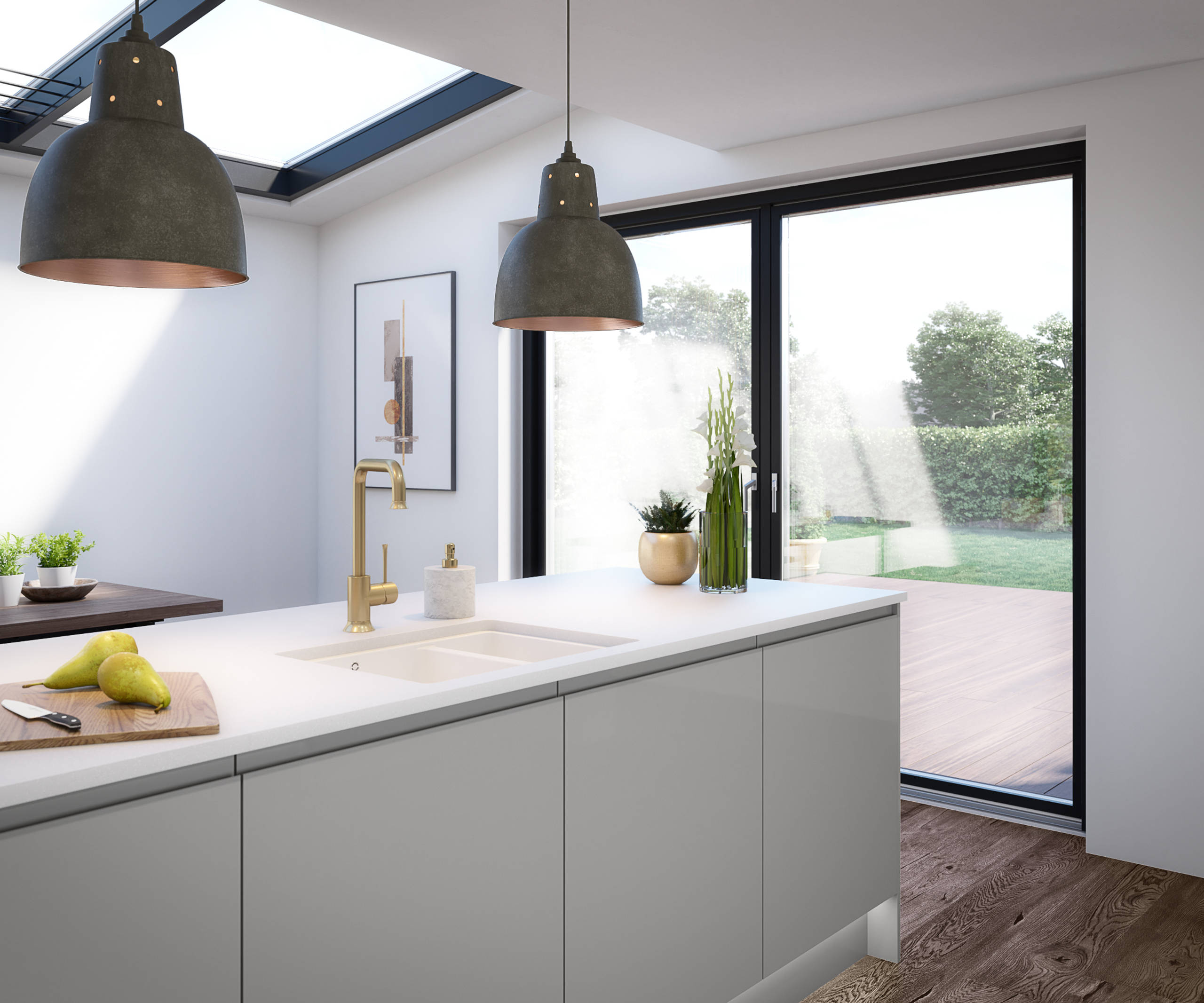 Luna Kitchen from Magnet. An affordable handless look with integrated J Pull doors for a stylish and modern look.