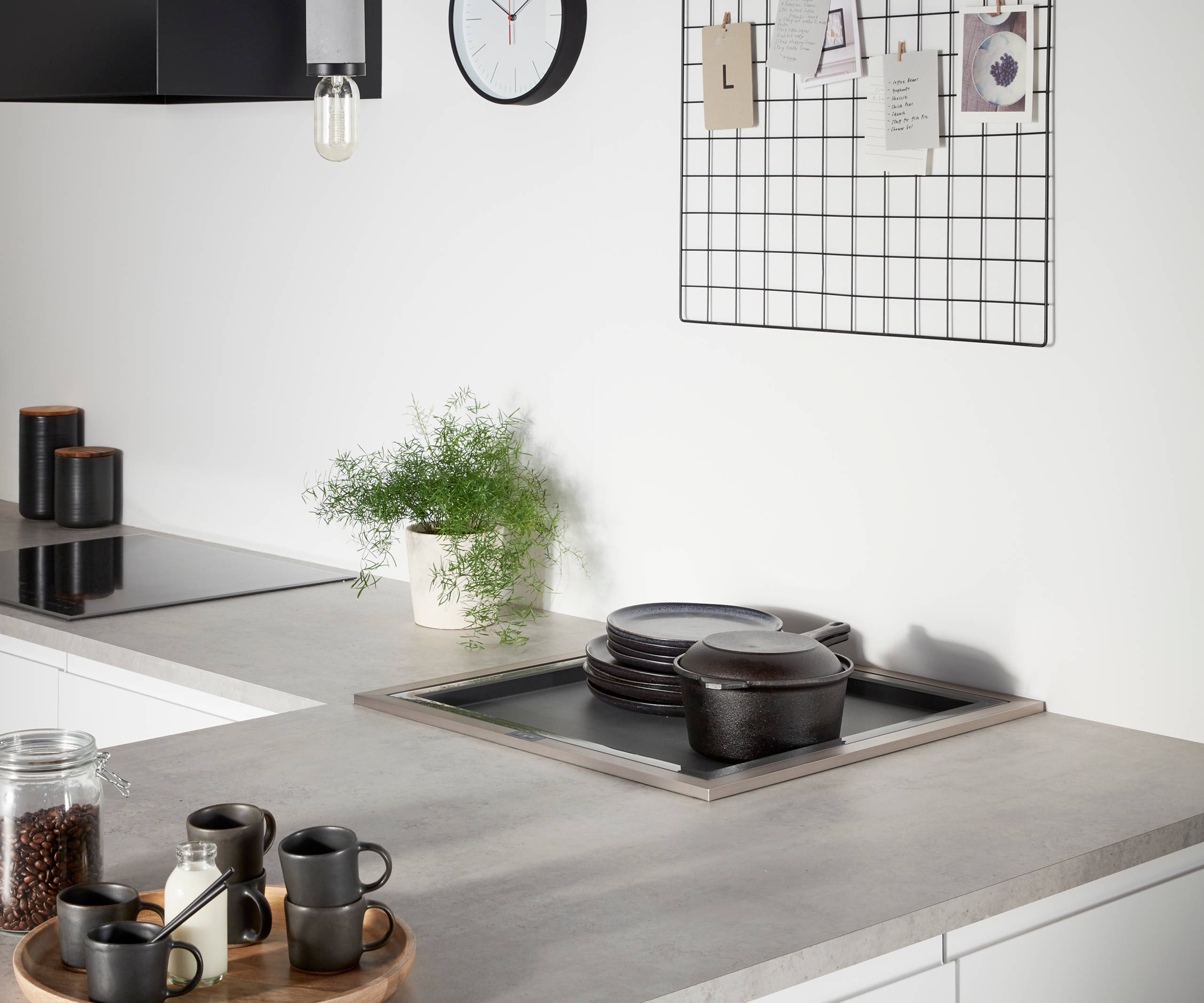 Luna Kitchen from Magnet. An affordable handless look with integrated J Pull doors for a stylish and modern look.