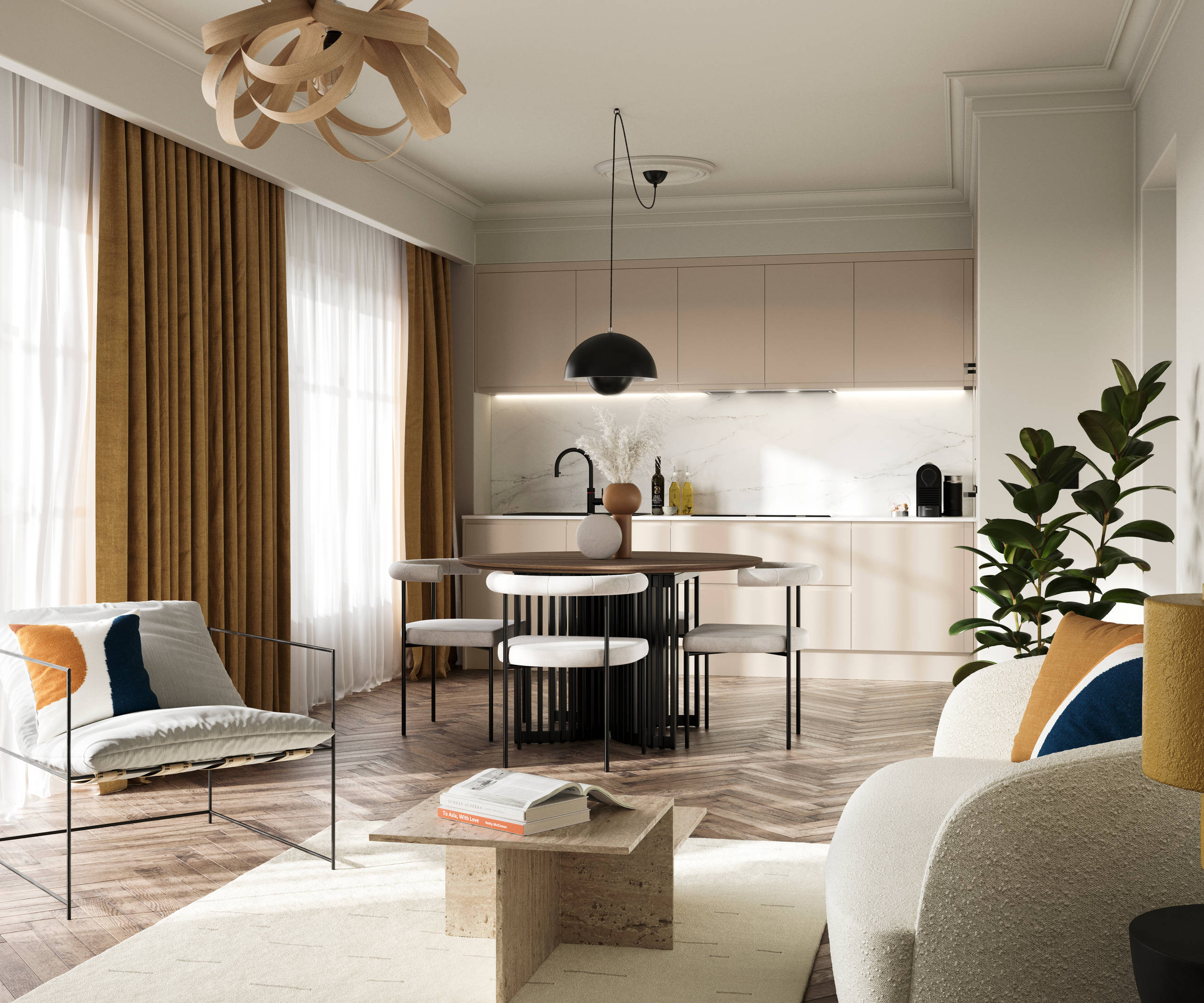 Luna in the shade Pebble is the ideal base for a minimalist kitchen design with its integrated handle that gives any kitchen a beautiful, sleek finish.