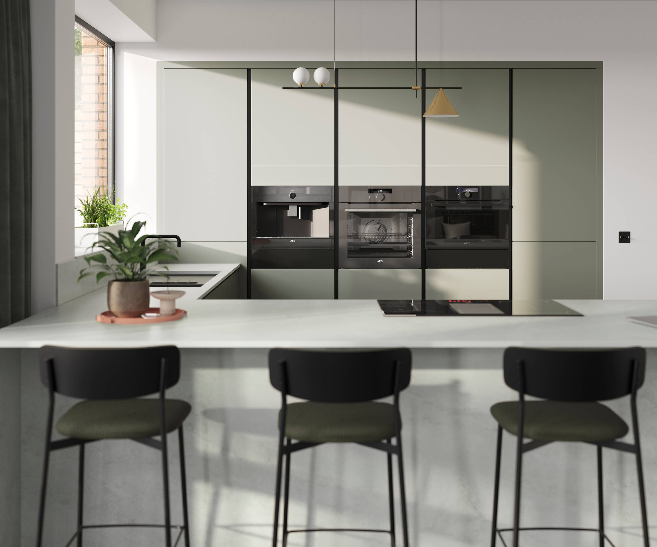 Integra Misty moors is a frameless slab door with integrated handles in a smooth paint finish.