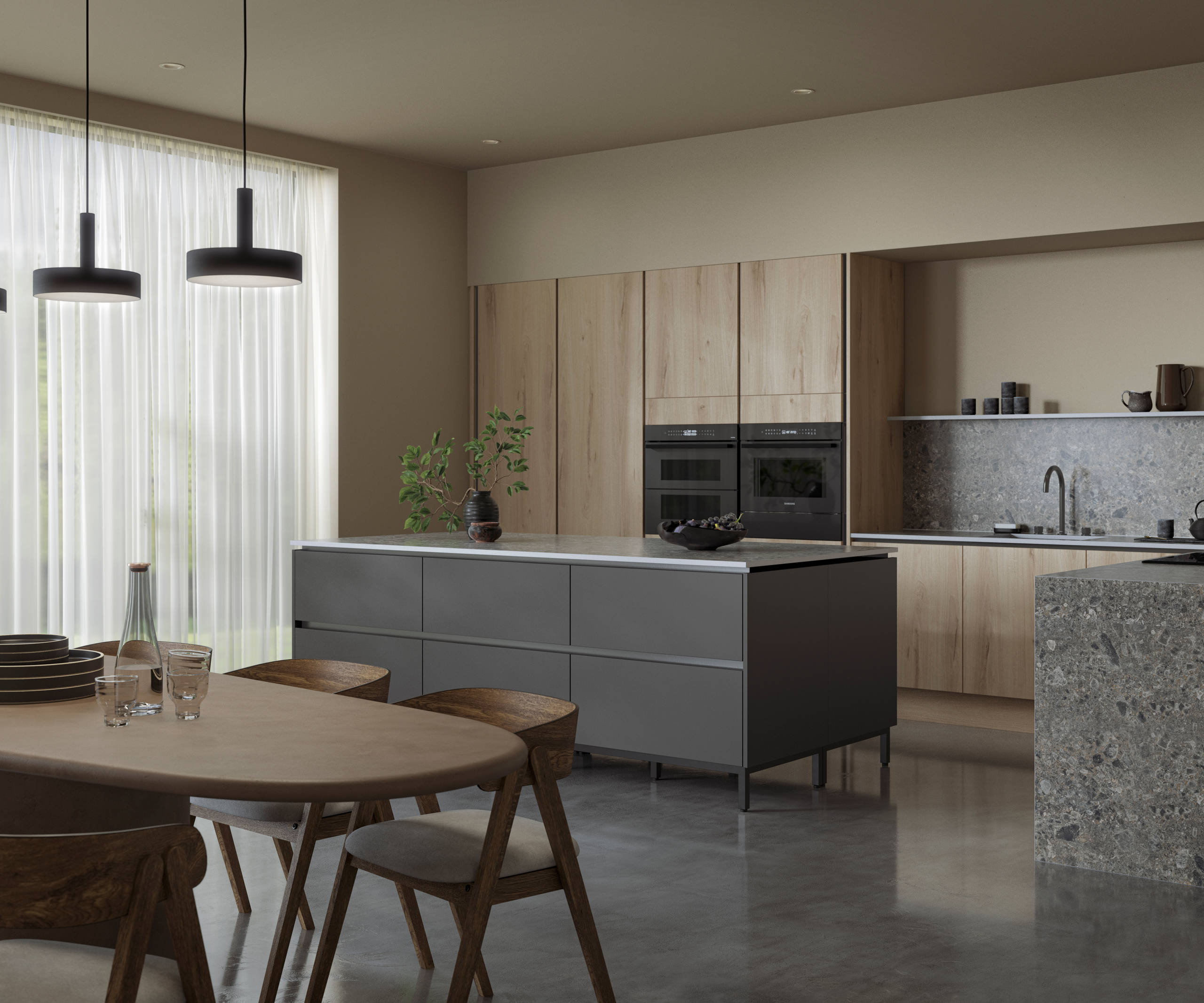 Integrated handles give Integra Portobello a sleek modern finish, perfectly offset by its organic woodgrain texture - crafted from premium Italian materials.