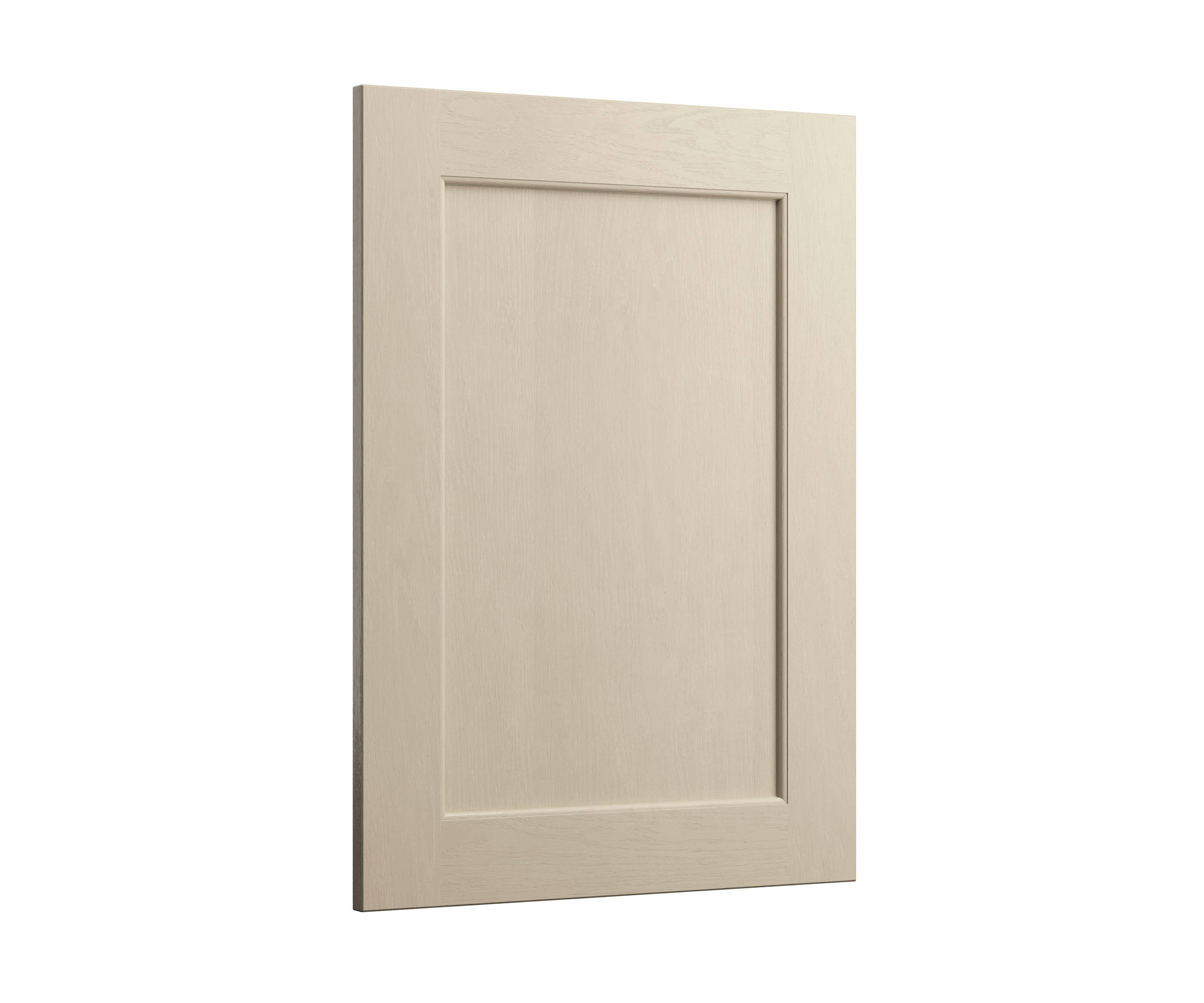 Shaker-style panelled frontal with tactile woodgrain from Magnet in neutral shade Parchment