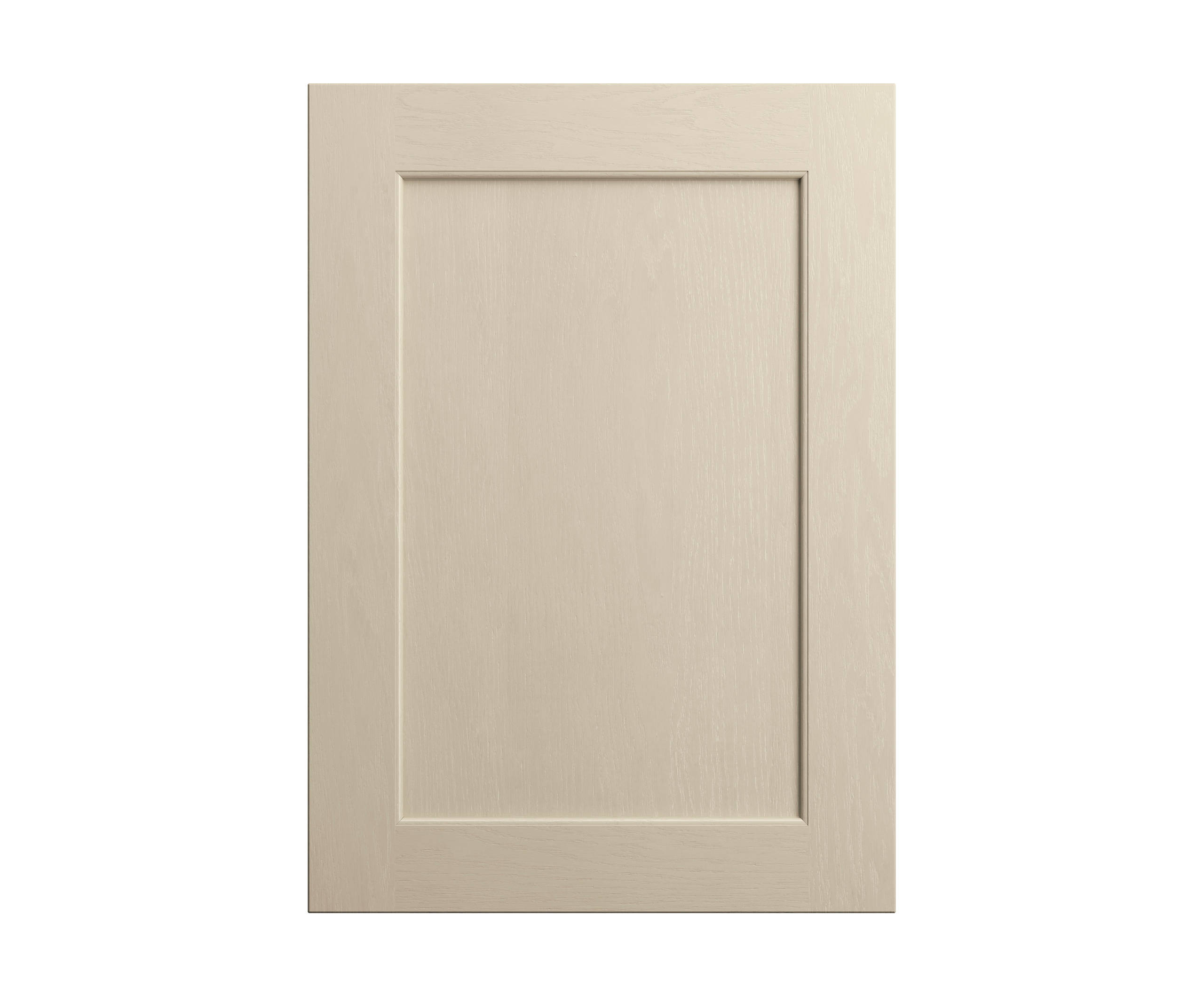 Shaker-style panelled frontal with tactile woodgrain from Magnet in neutral shade Parchment