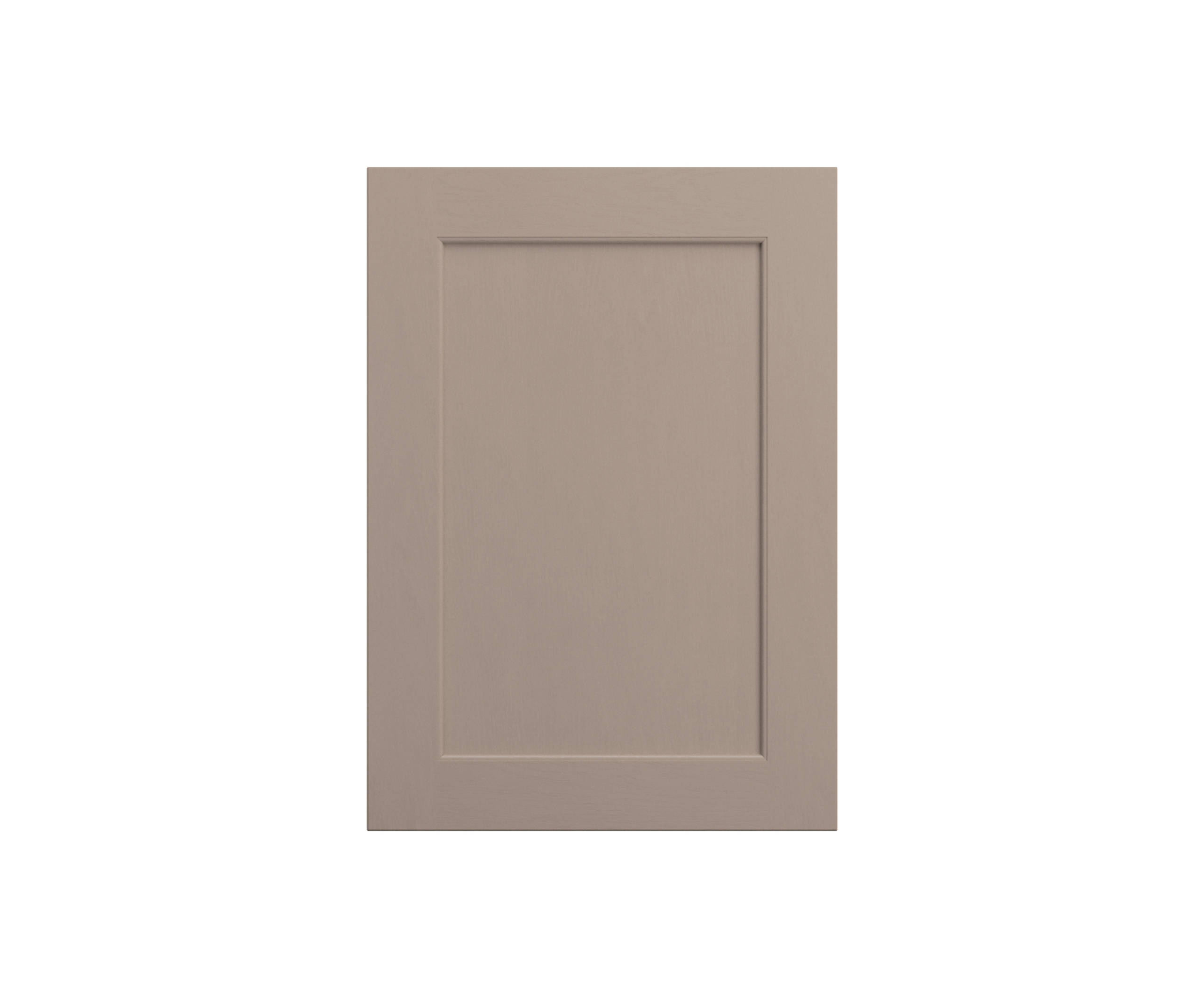 Shaker-style panelled frontal with tactile woodgrain from Magnet in neutral shade Cornish Clay