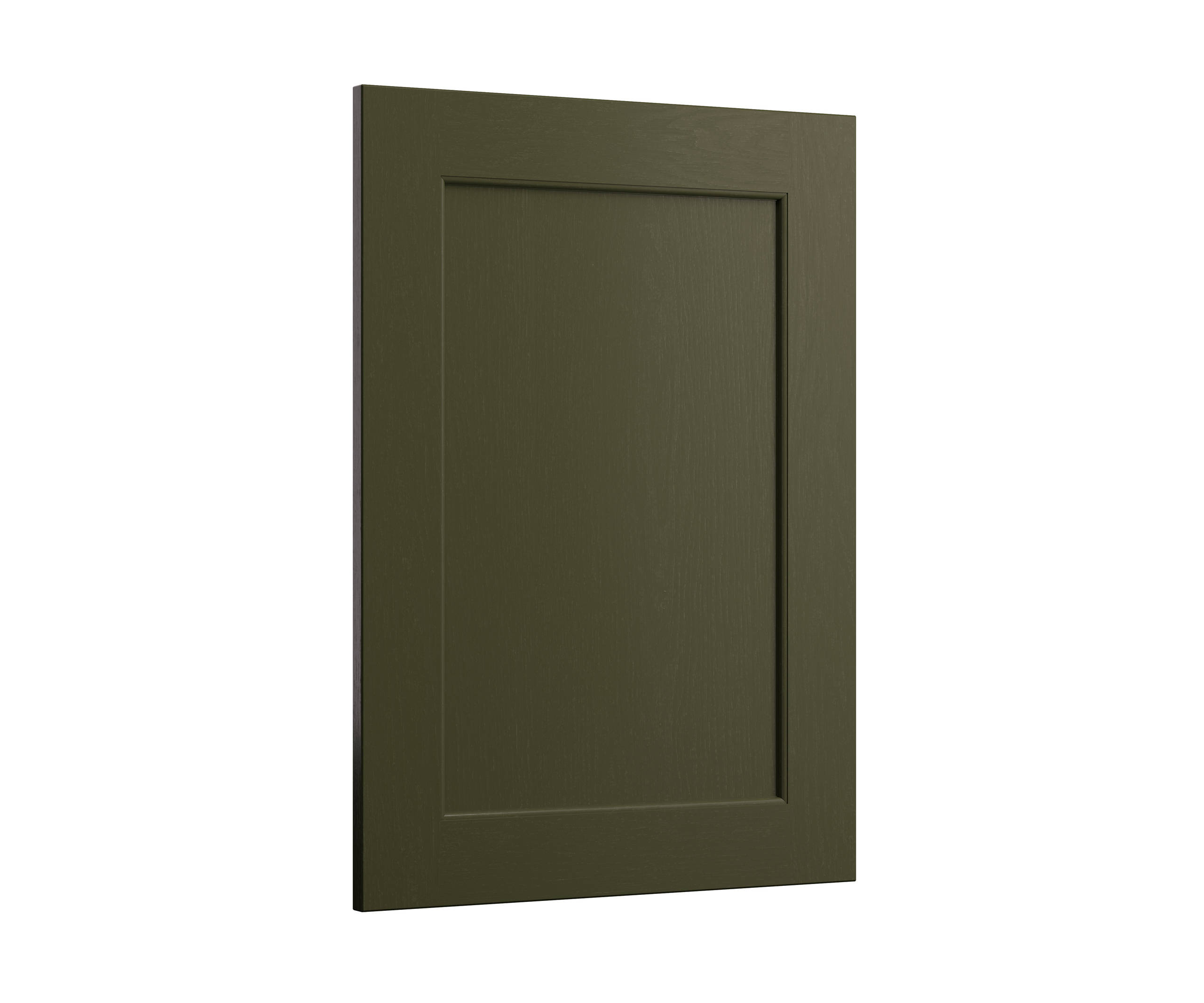 Shaker-style panelled frontal with tactile woodgrain from Magnet in green shade Tailored Green