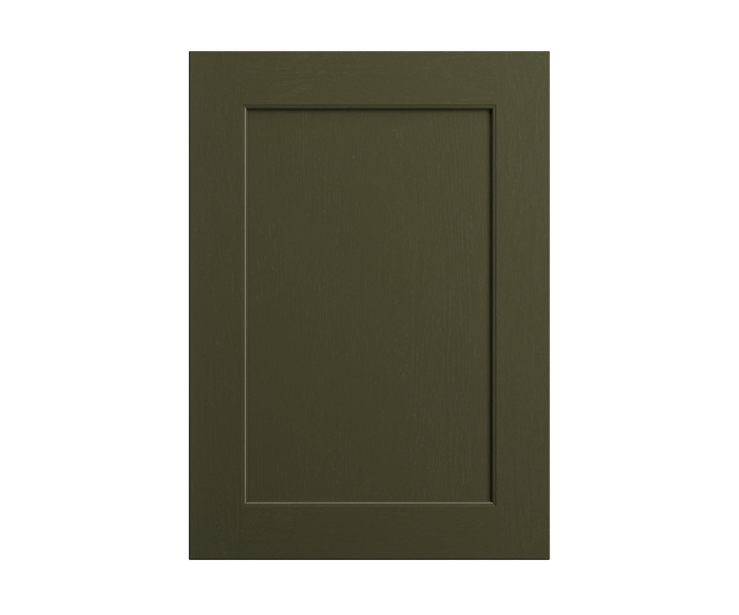 Shaker-style panelled frontal with tactile woodgrain from Magnet in green shade Tailored Green