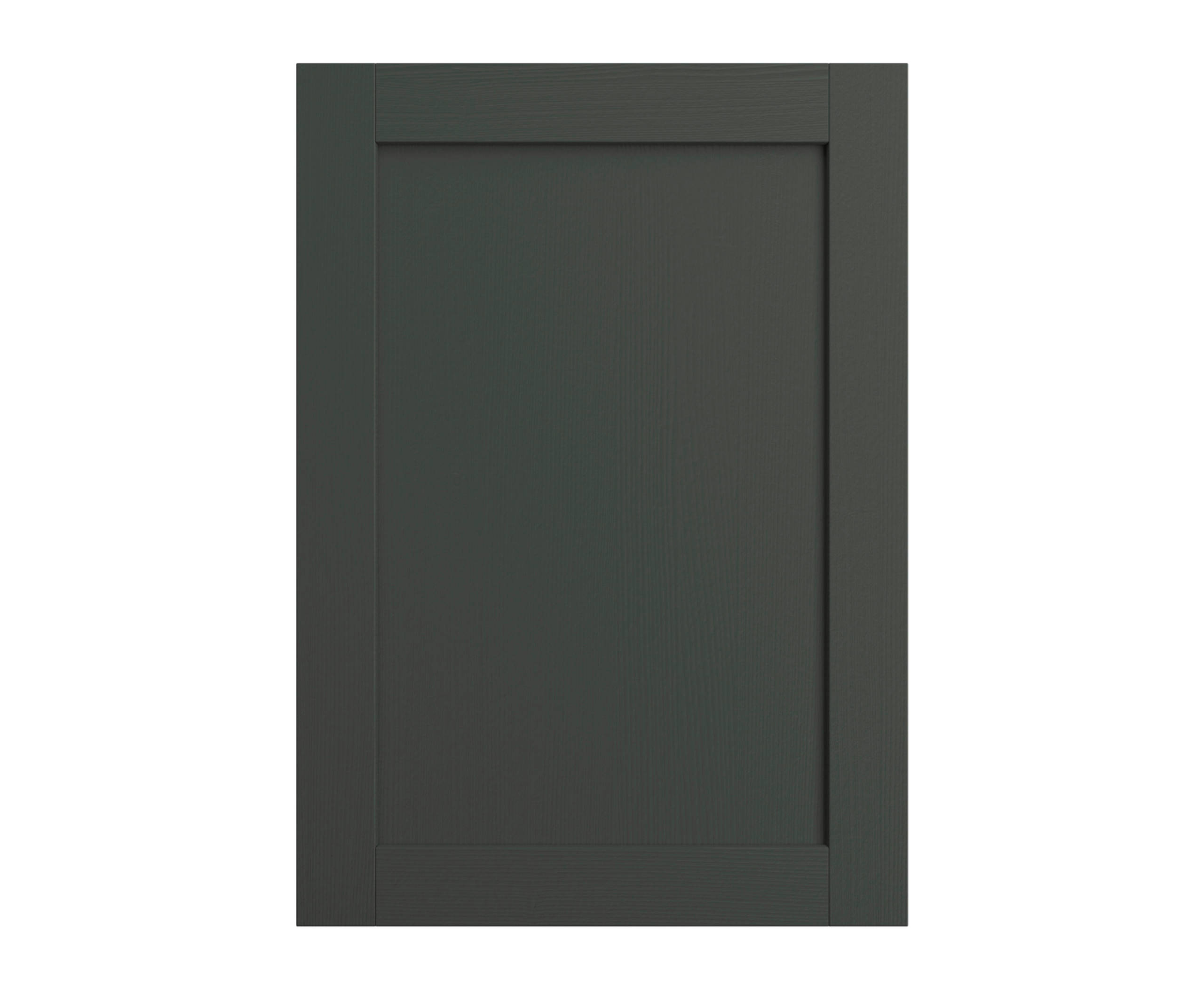 Shaker Ambleside frontal with sleek and modern frame width in the dark green shade Fern