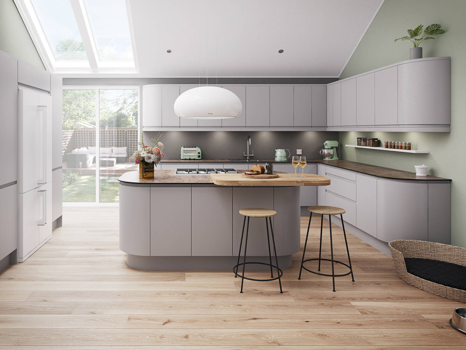 Luna Kitchen from Magnet. An affordable handless look with integrated J Pull doors for a stylish and modern look.
