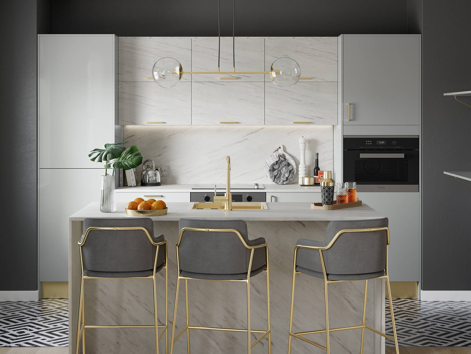Nova by Magnet. Affordable slab door kitchen available in matt and super glass. 6 colours to choose from.