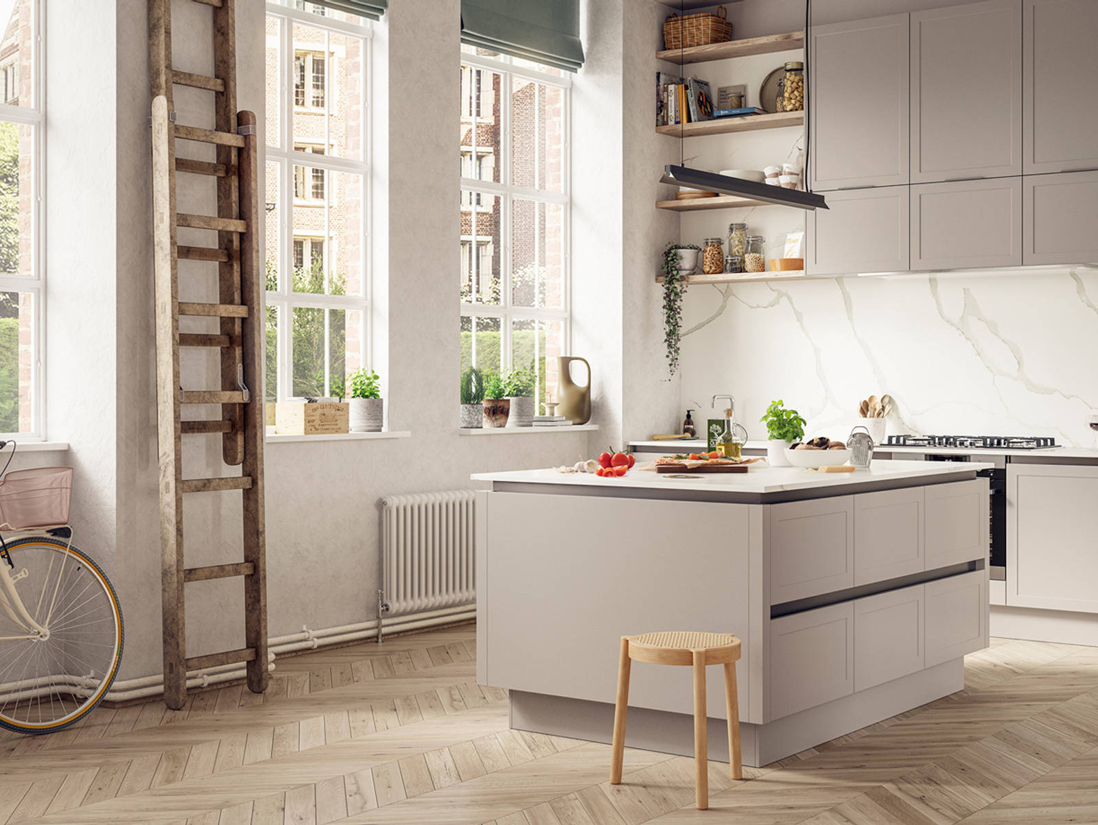 Integra Dunham Kitchen by Magnet. Premium painted matt finish with unique door style available in 20 colours.