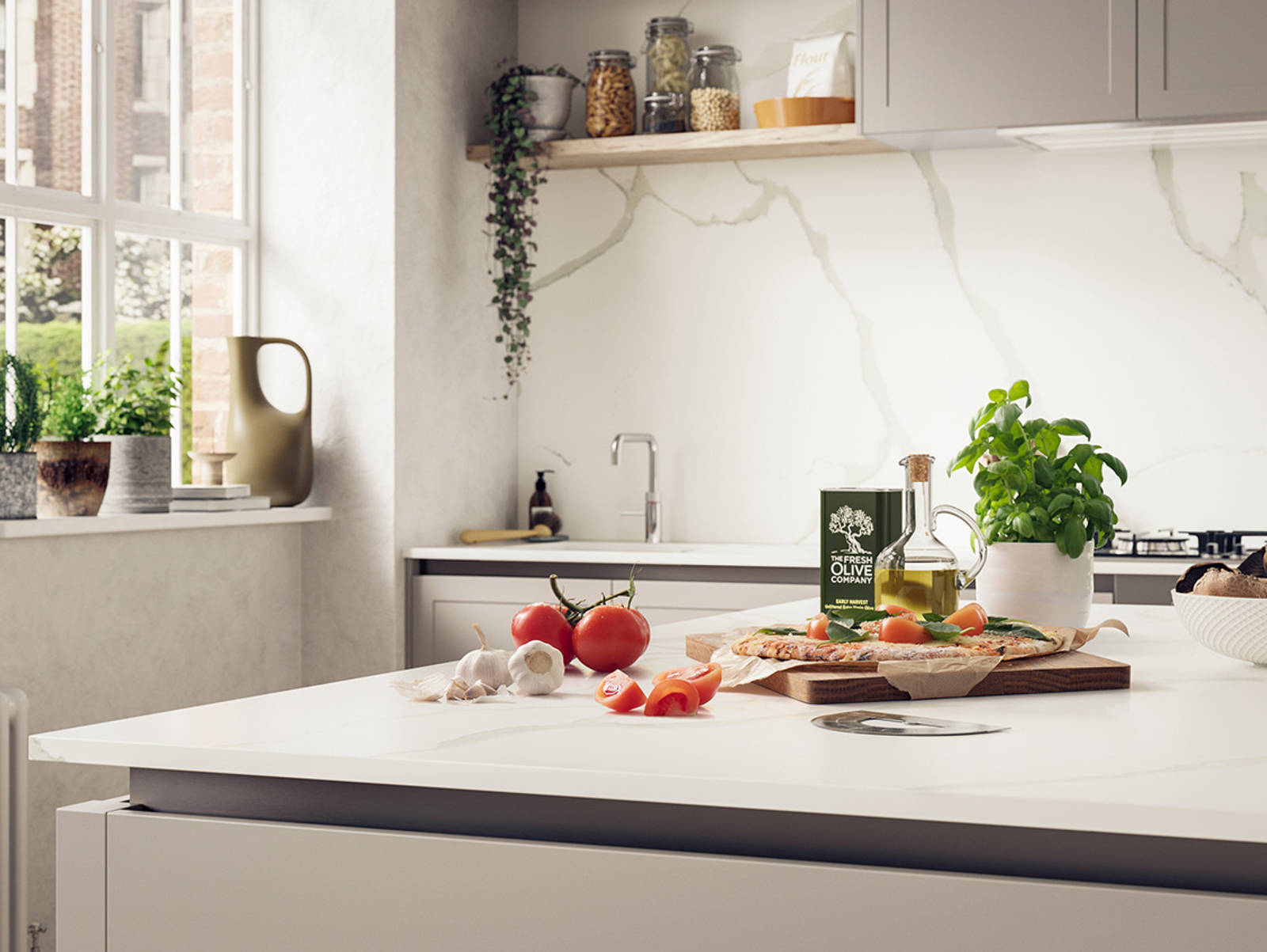 Integra Dunham Kitchen by Magnet. Premium painted matt finish with unique door style available in 20 colours.