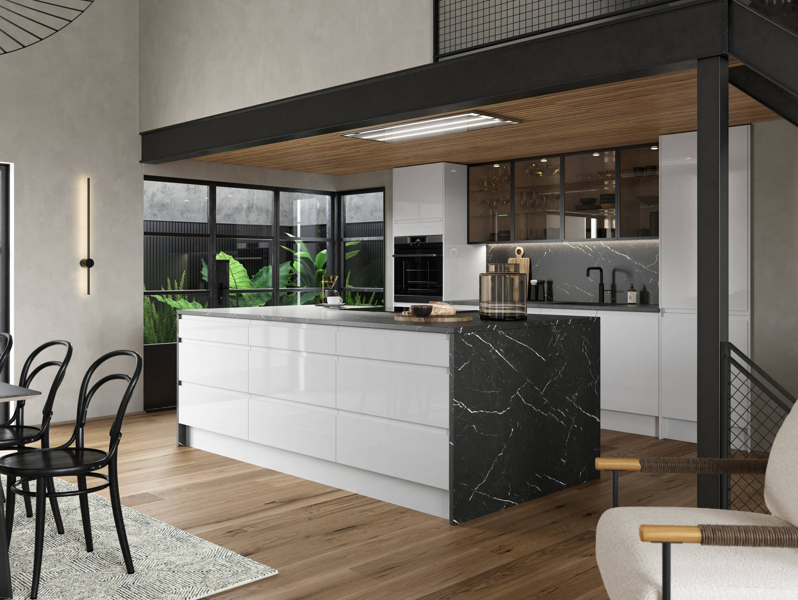 Luna Kitchen from Magnet. An affordable handless look with integrated J Pull doors for a stylish and modern look.